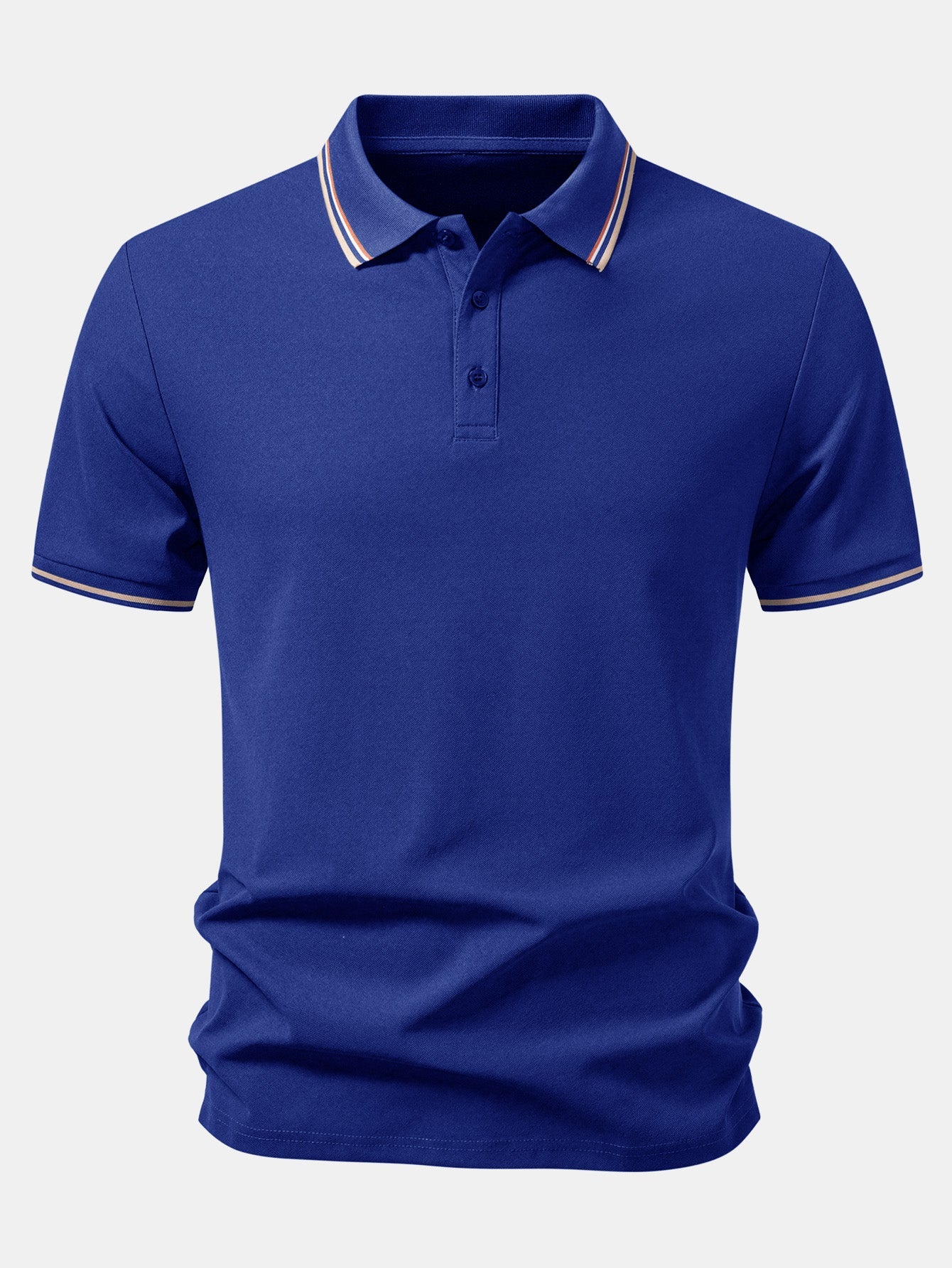 Contrast Striped Trim Pique Polo