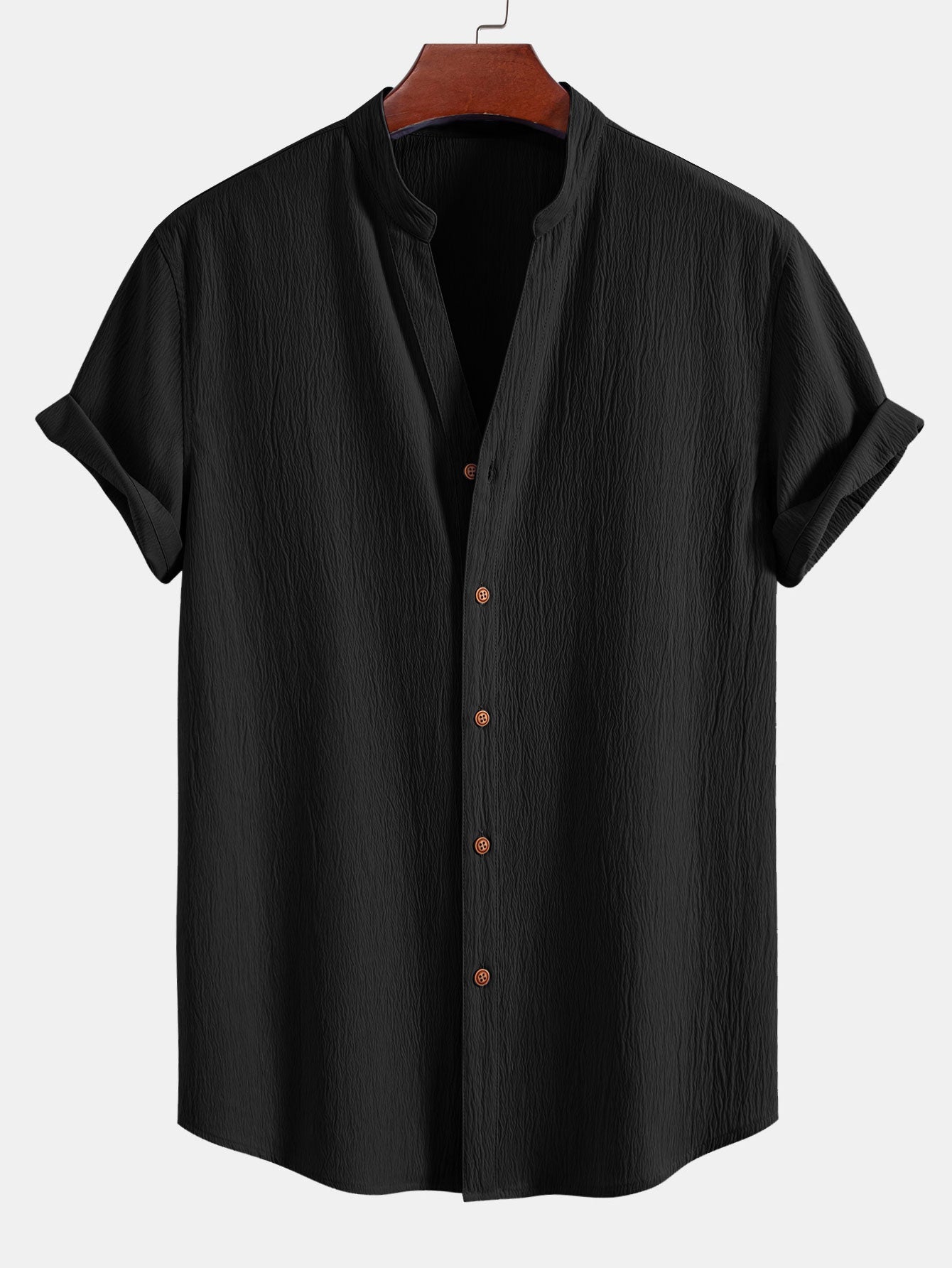 Crinkled Textured V Neck Shirt & Crinkle Textured Straight Leg Pants