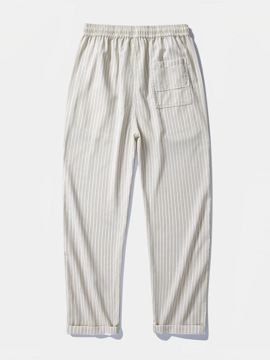Stripe Straight Leg Linen Trousers
