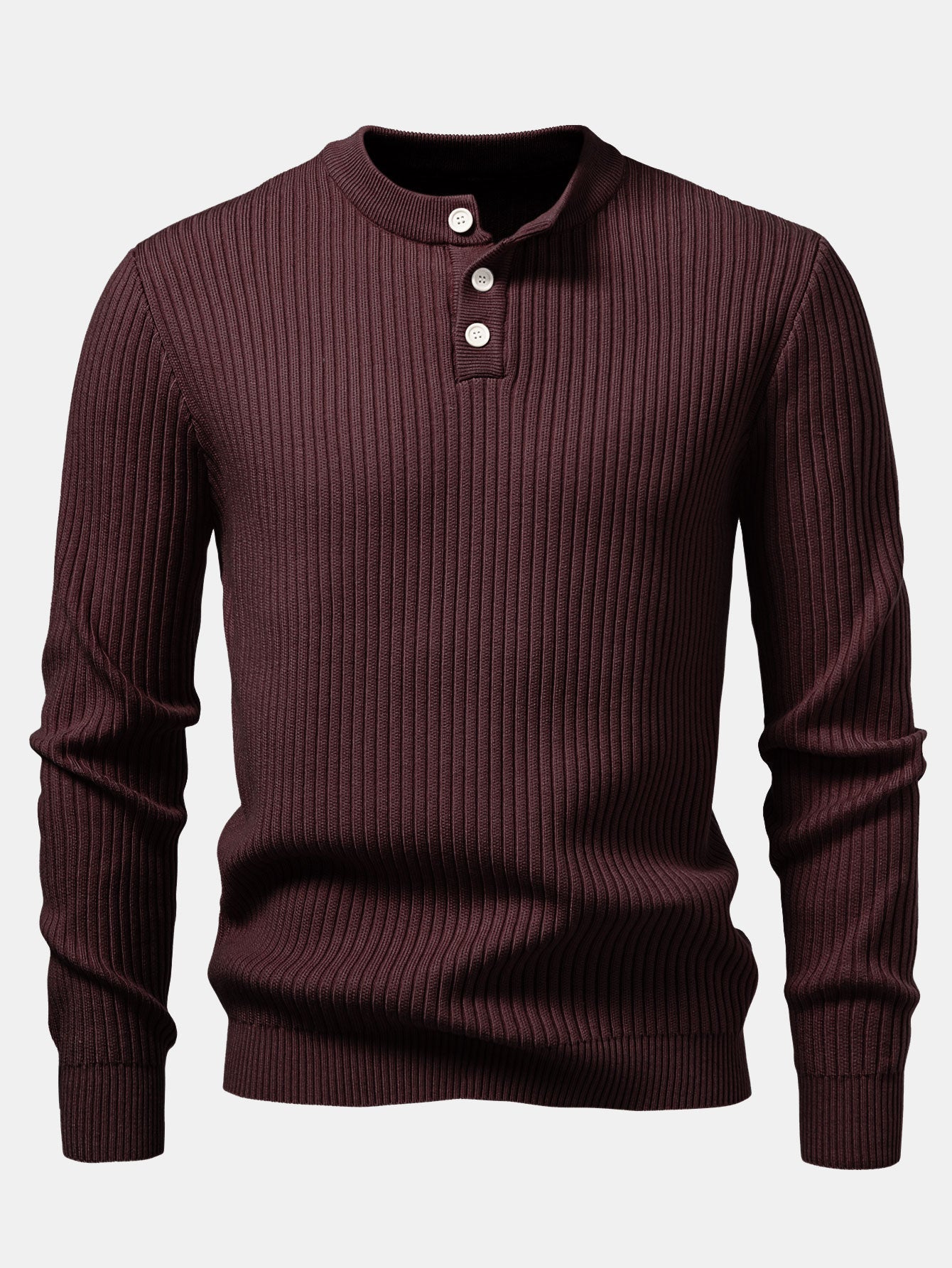 Ribbed Henley Neck Sweater