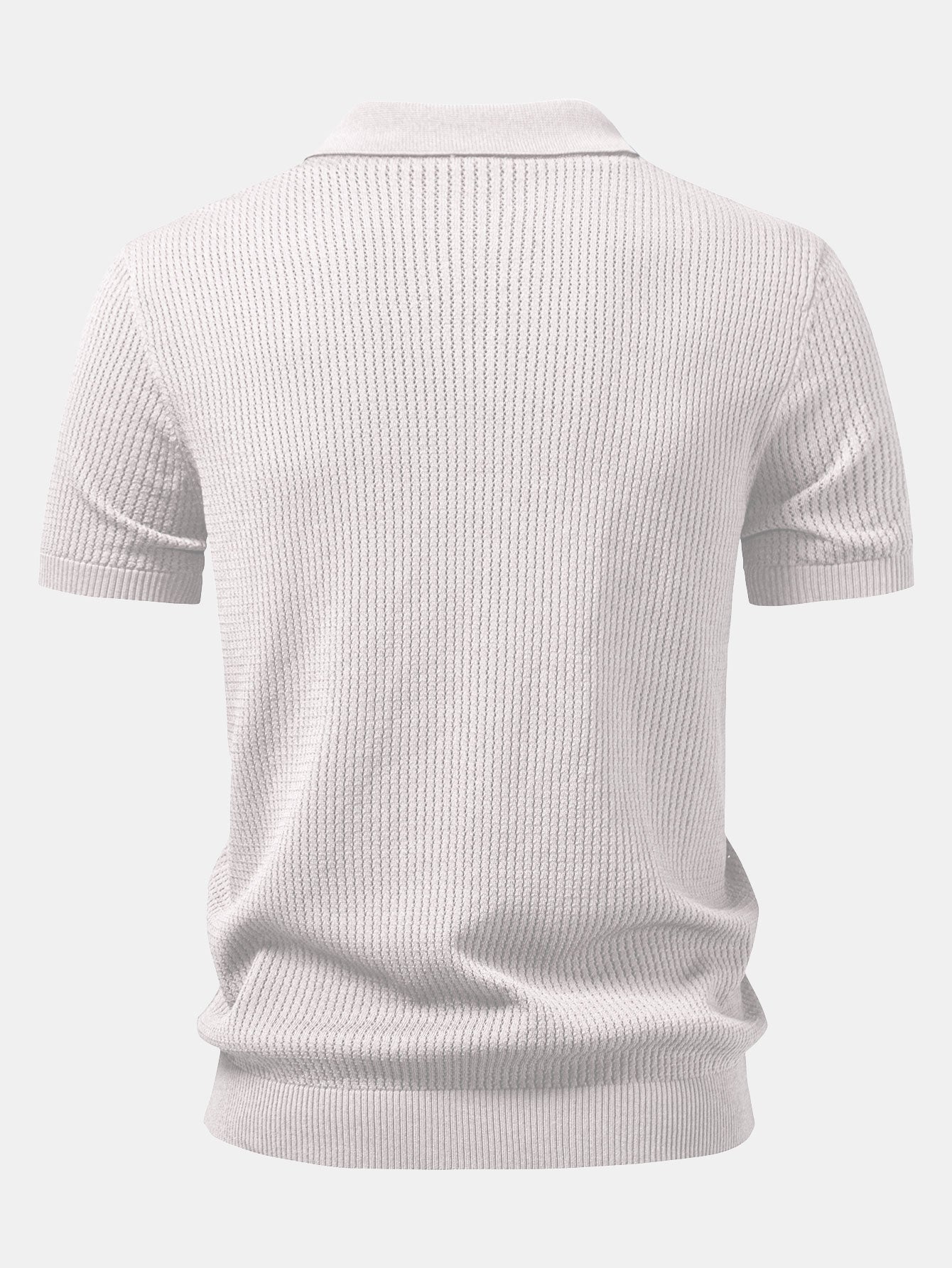 Textured Crochet Knitted Polo Shirt