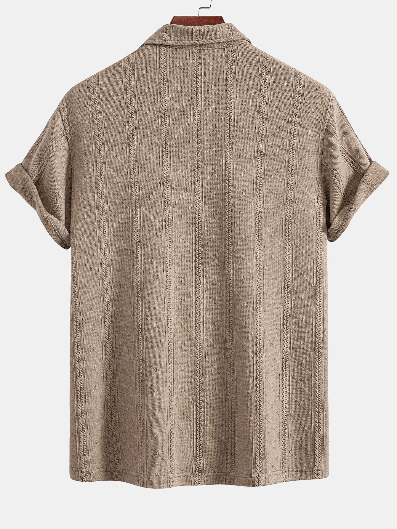 Rhombus Geometric Texture Knit Polo Shirt