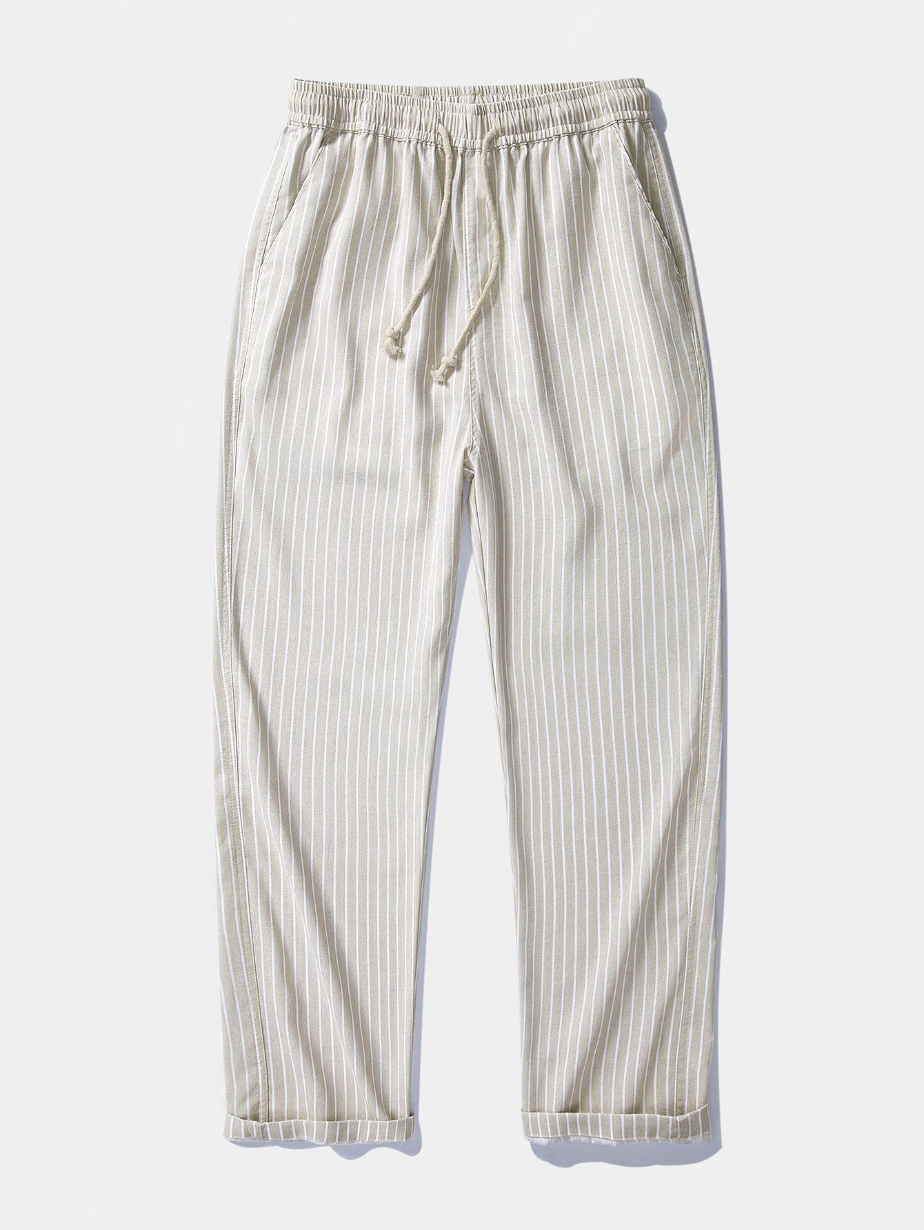 Stripe Straight Leg Linen Trousers