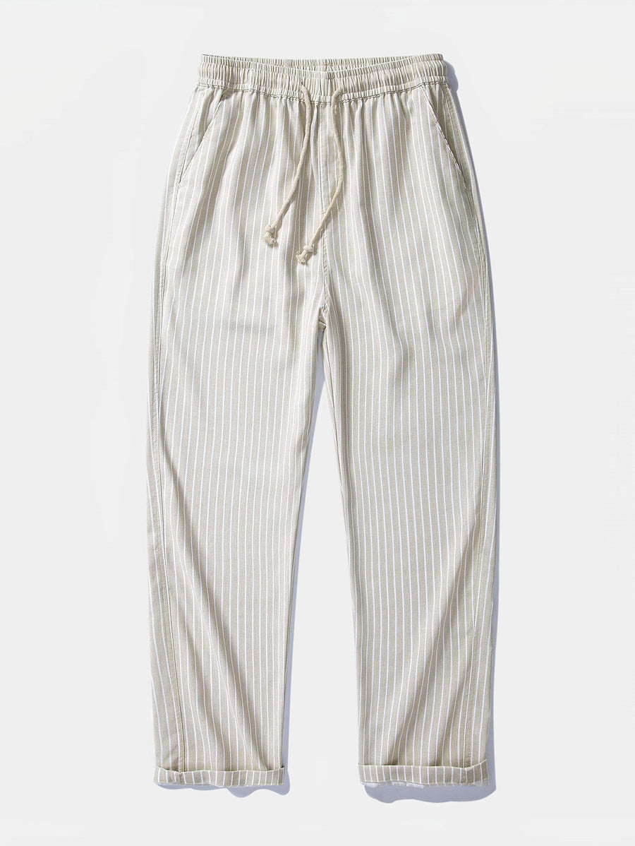 Stripe Straight Leg Linen Trousers