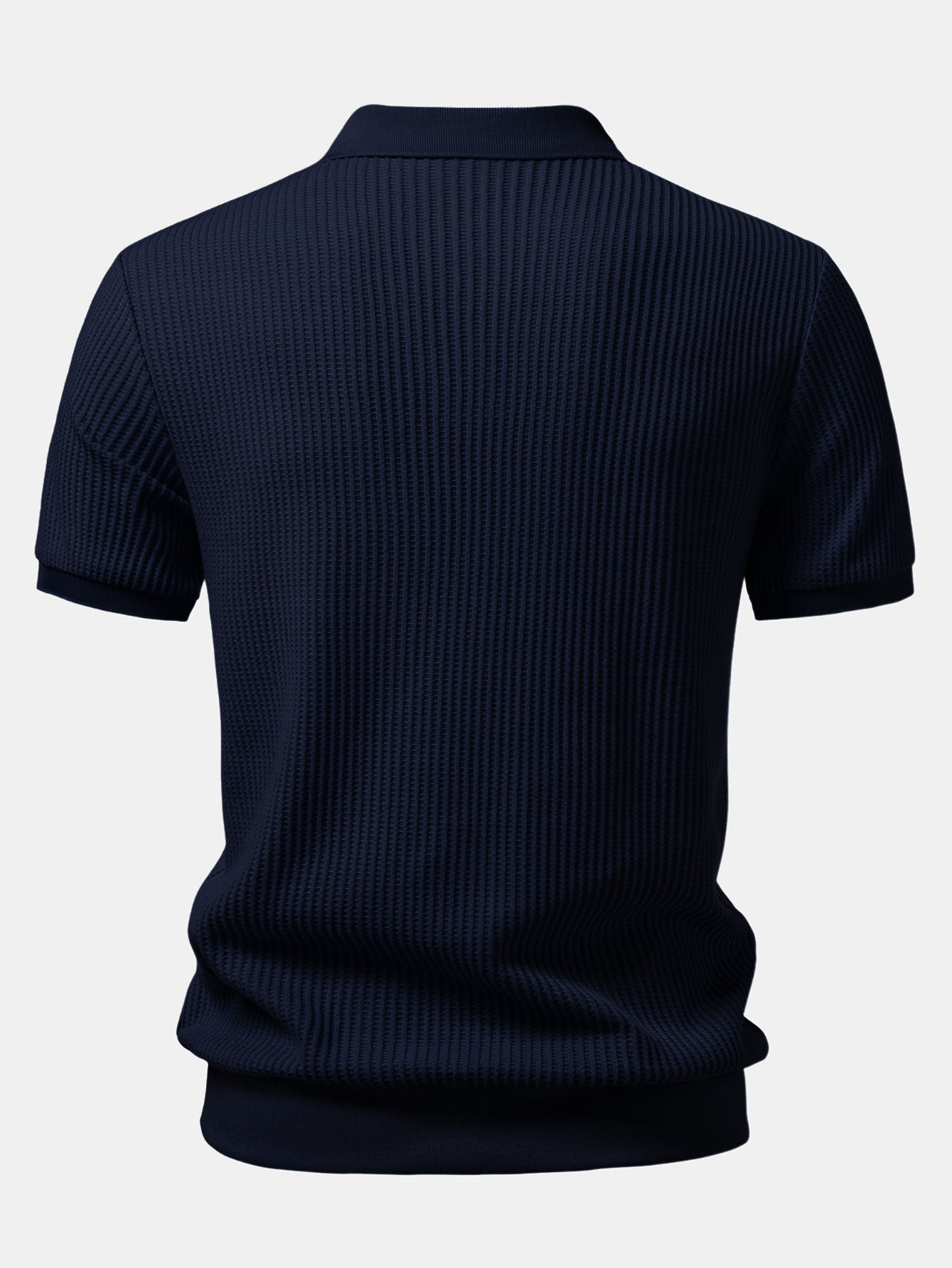 Waffle Johnny Collar Polo With Pocket & Drawstring Knitted Waffle Pants