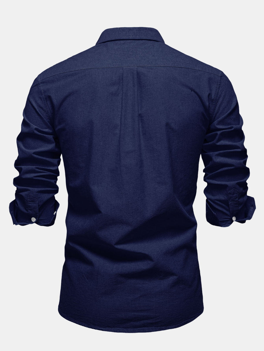 Cowboy Embroidery Cotton Oxford Button Up Shirt