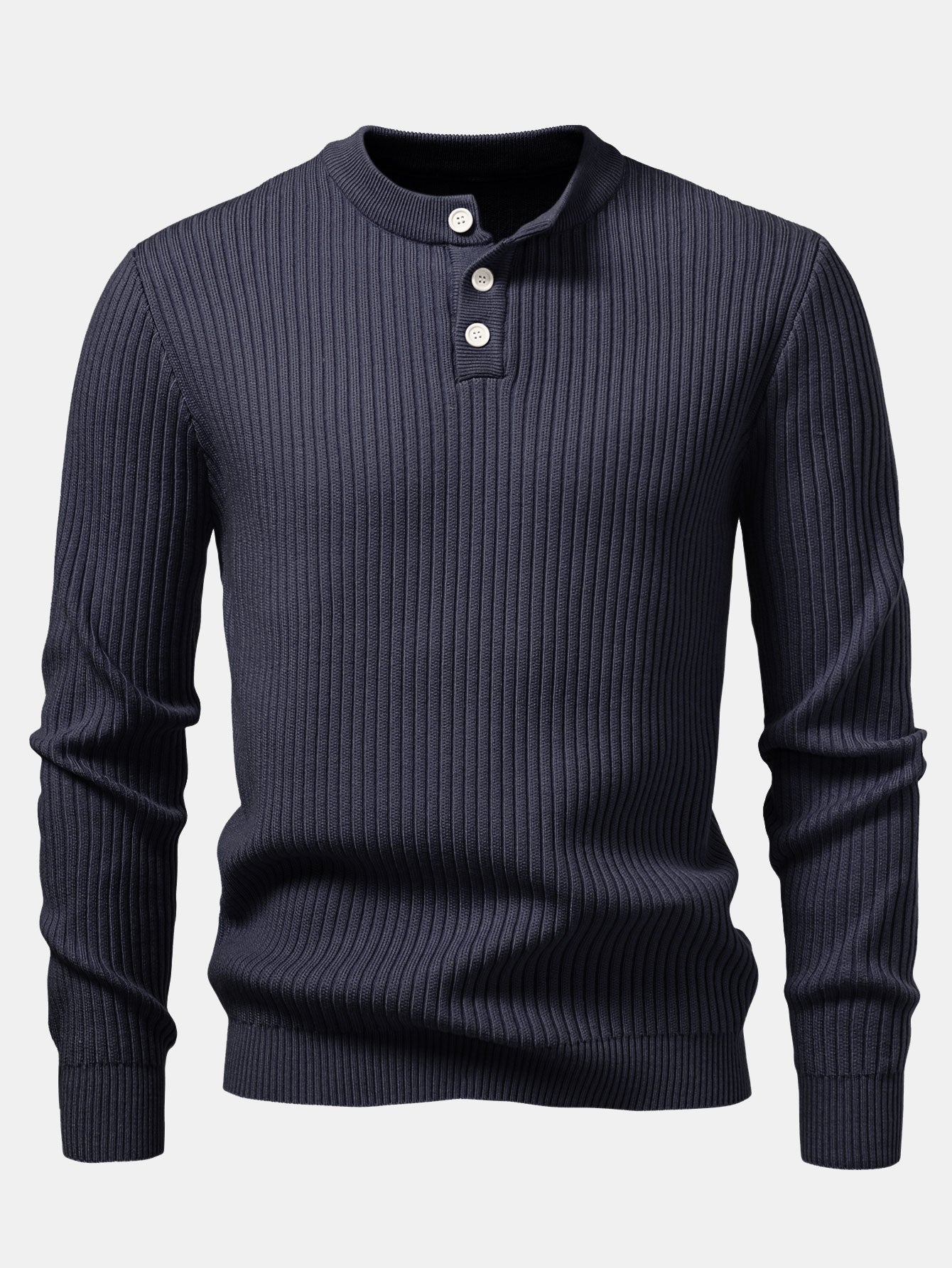 Ribbed Henley Neck Sweater