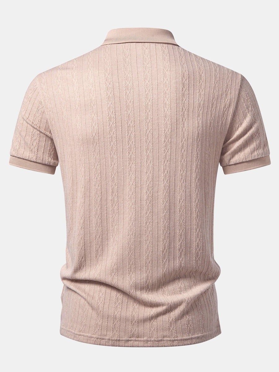 Twisted Jacquard Zipper Polo