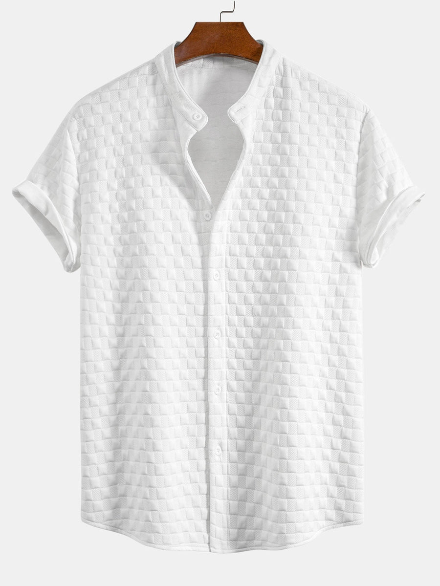 Checkerboard Stand Collar Shirt
