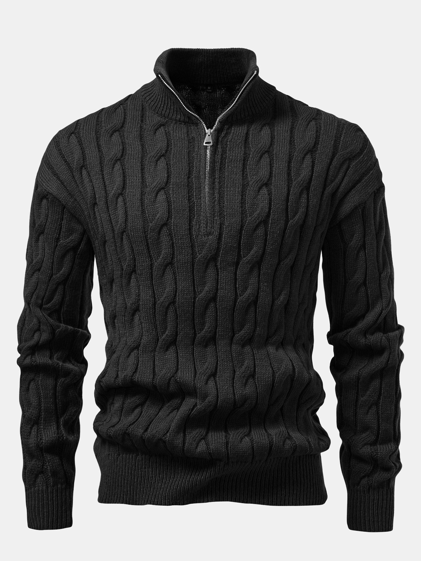 Twist Jacquard Quarter Zip Sweater