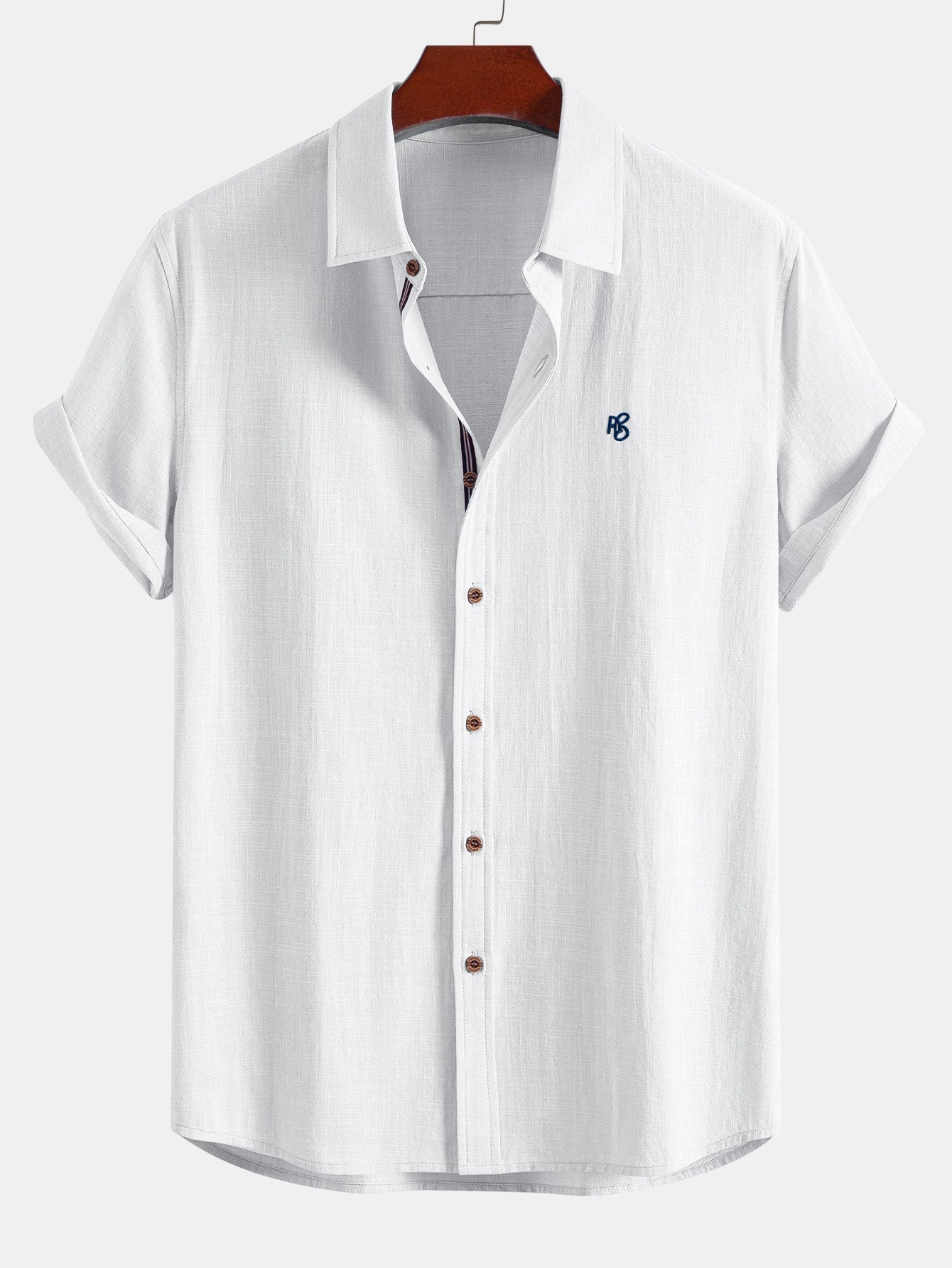 Short Sleeve Linen Look Button Up Shirt