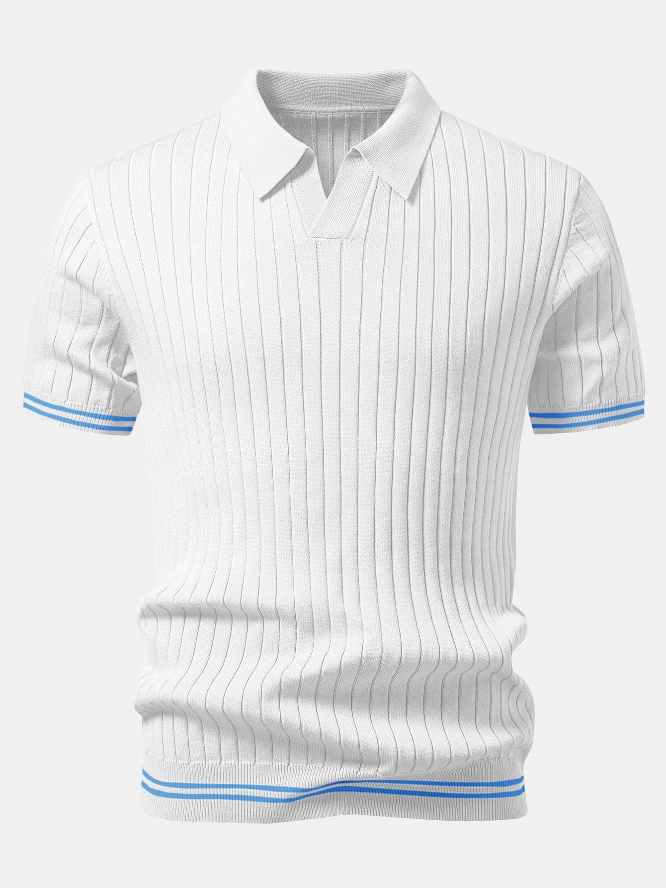 Contrast Trim Johnny Collar Knit Polo