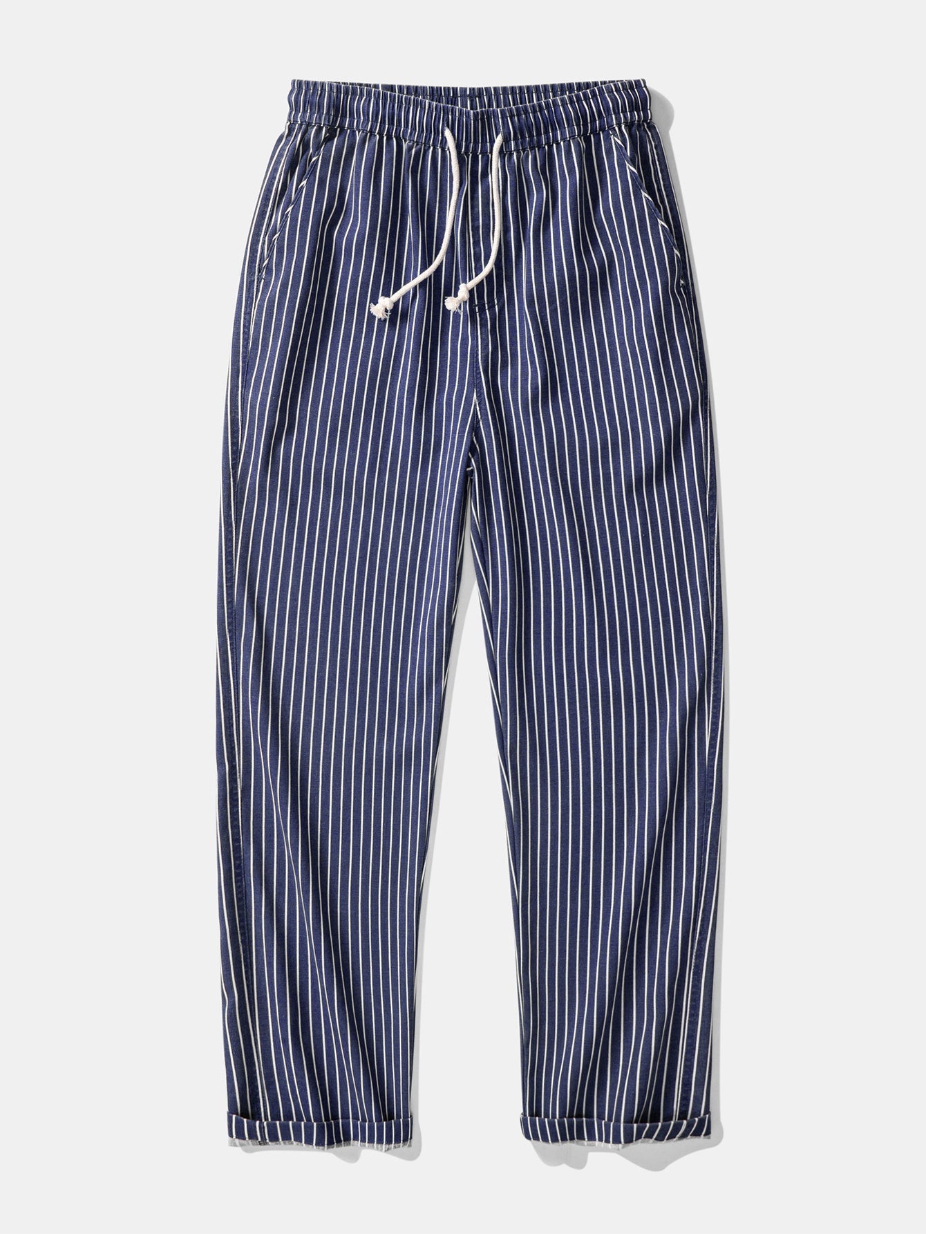 Stripe Straight Leg Linen Trousers
