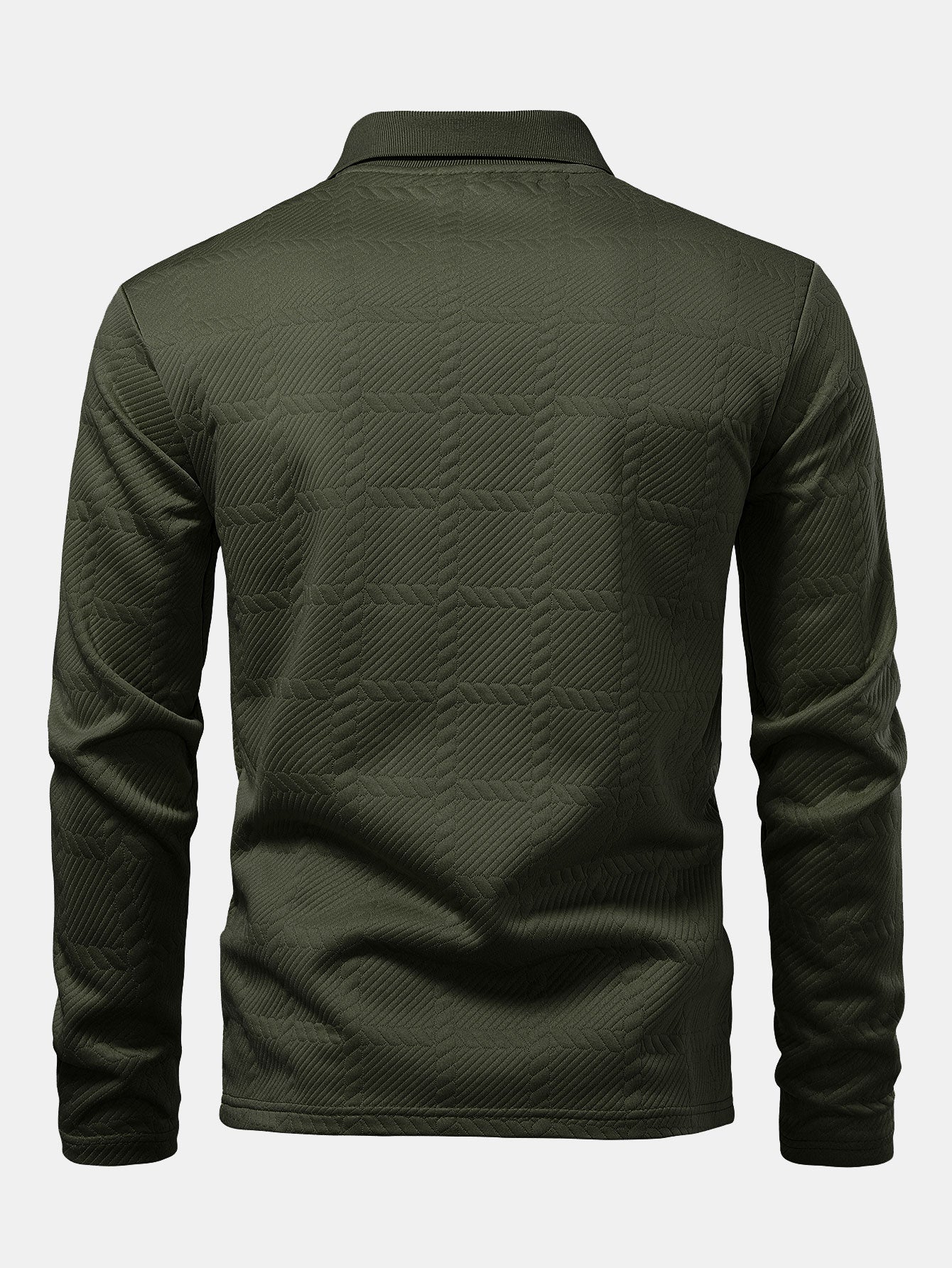 Long Sleeve Plaid Jacquard Polo Shirt