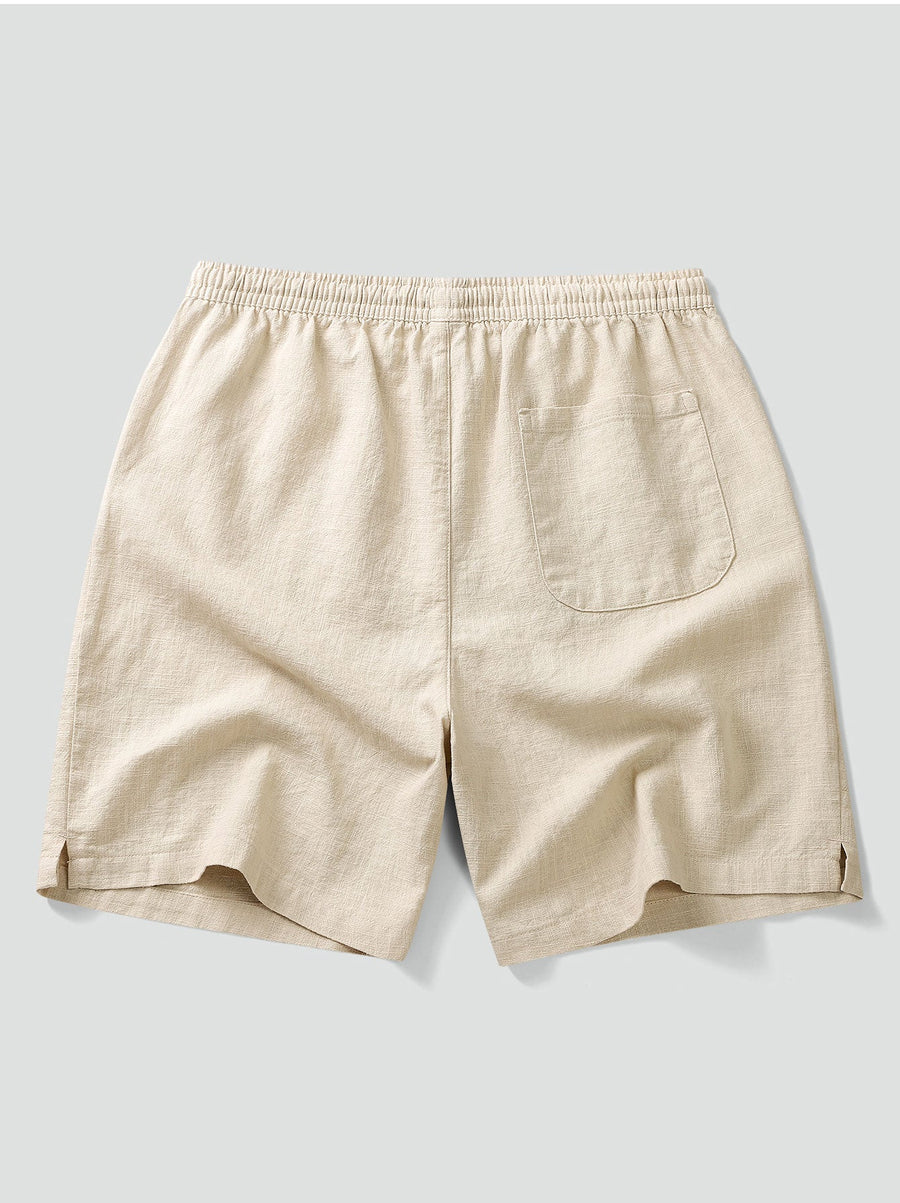 Linen Cotton Blend Drawstring Shorts