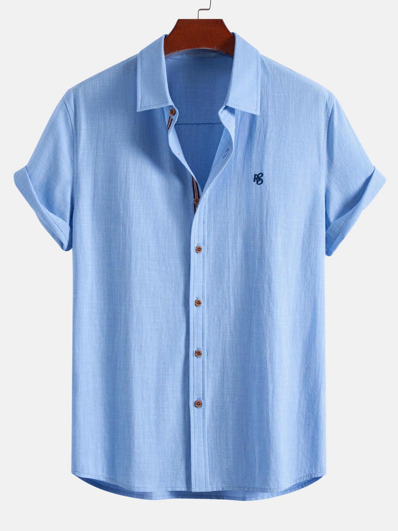 Short Sleeve Linen Look Button Up Shirt