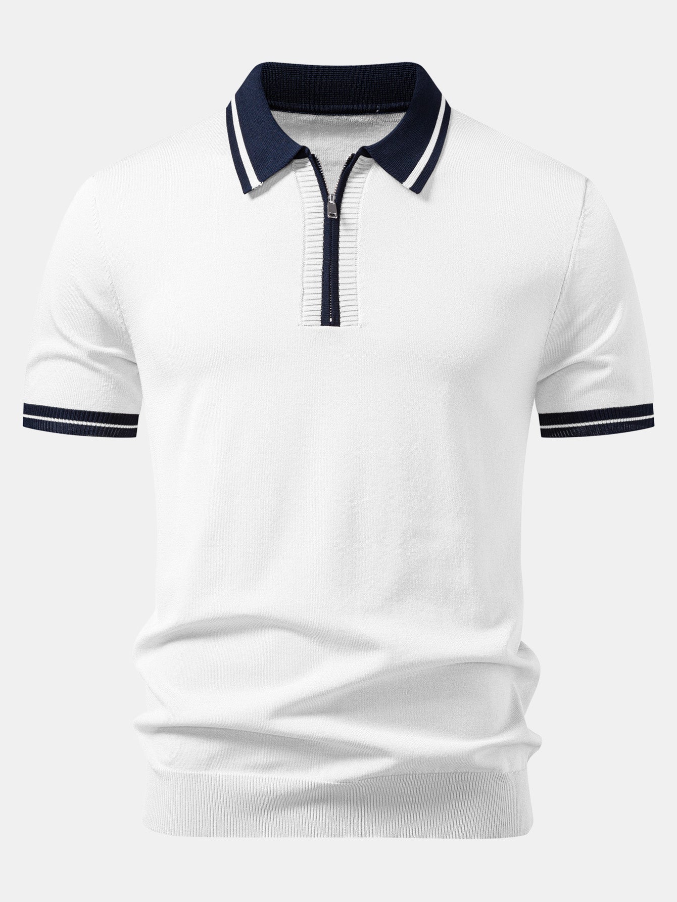Contrast Trim Zipper Knit Polo
