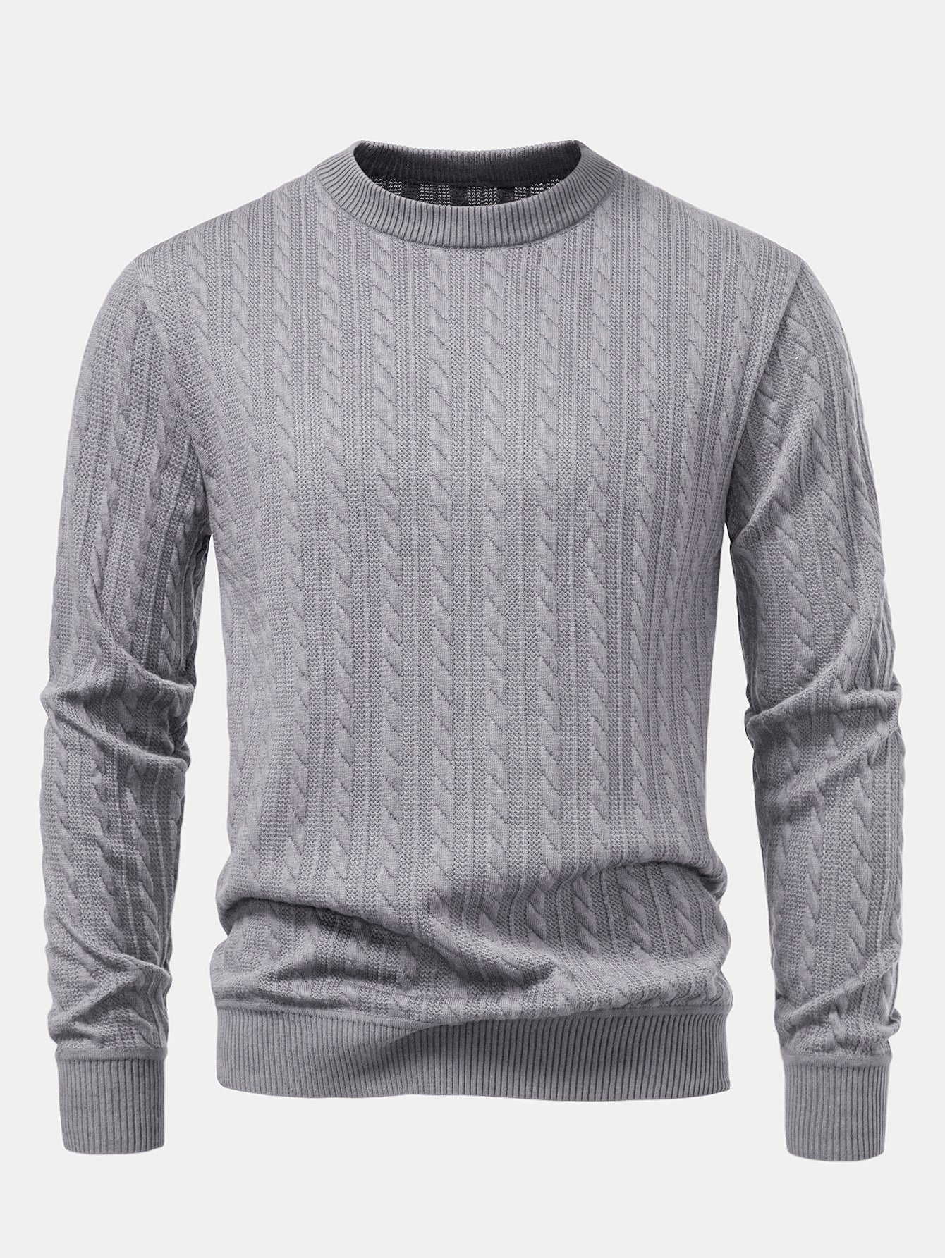 Stripe Jacquard Crew Neck Sweater