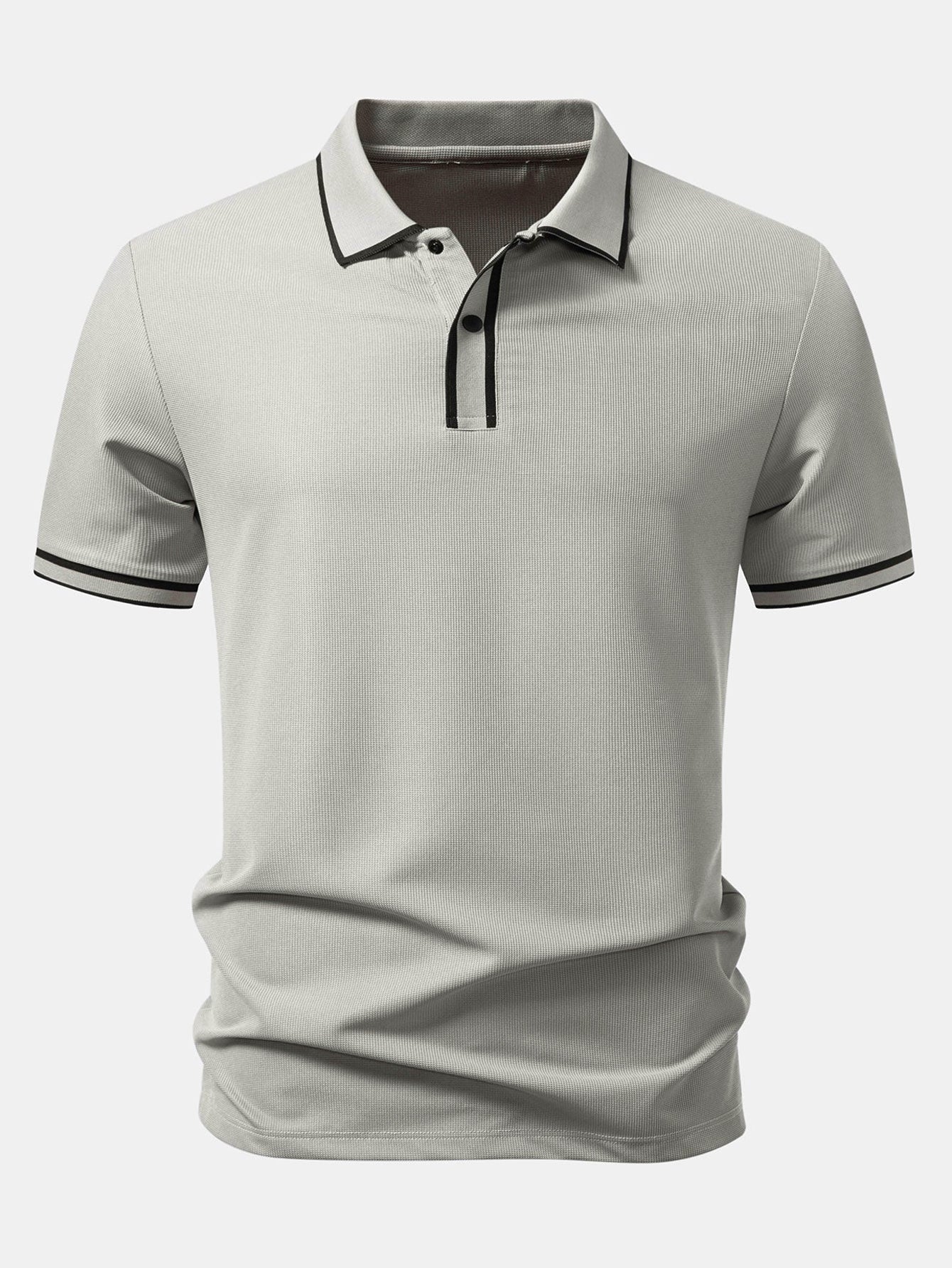 Contrast Trim Waffle Polo