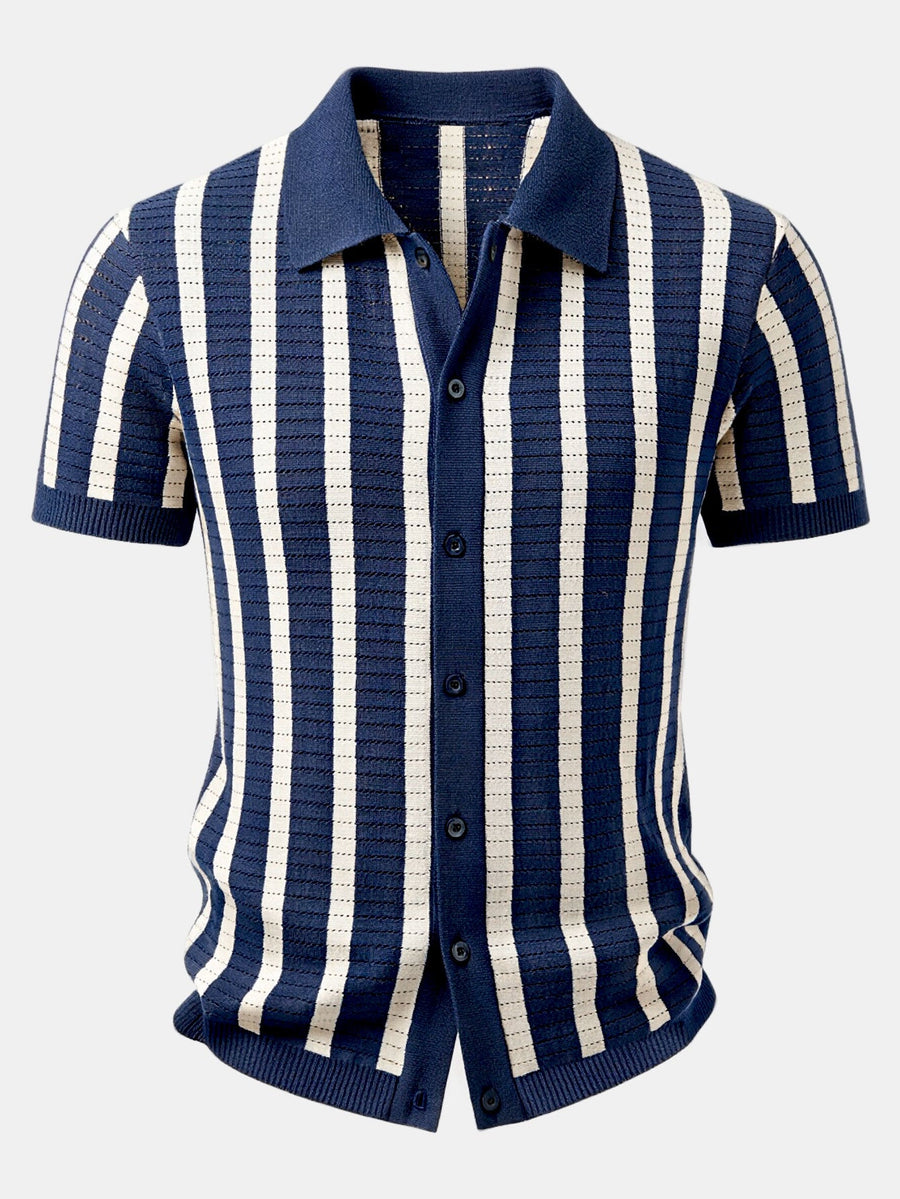 Stripe Button Up Knit Shirt