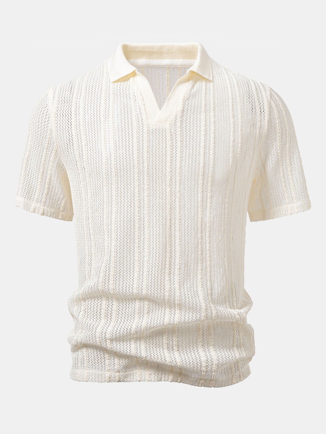 Relax Fit Striped Open Knit Polo