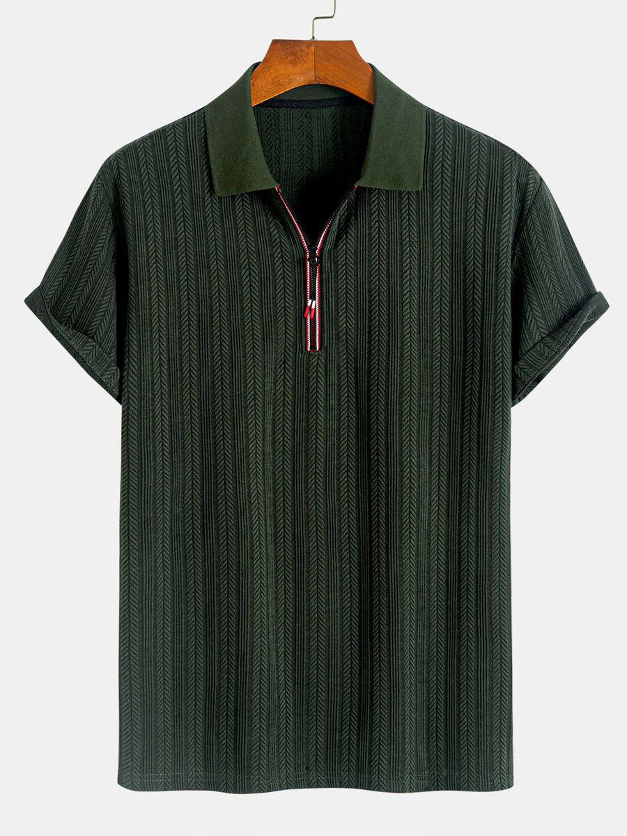 Textured Zipper Polo