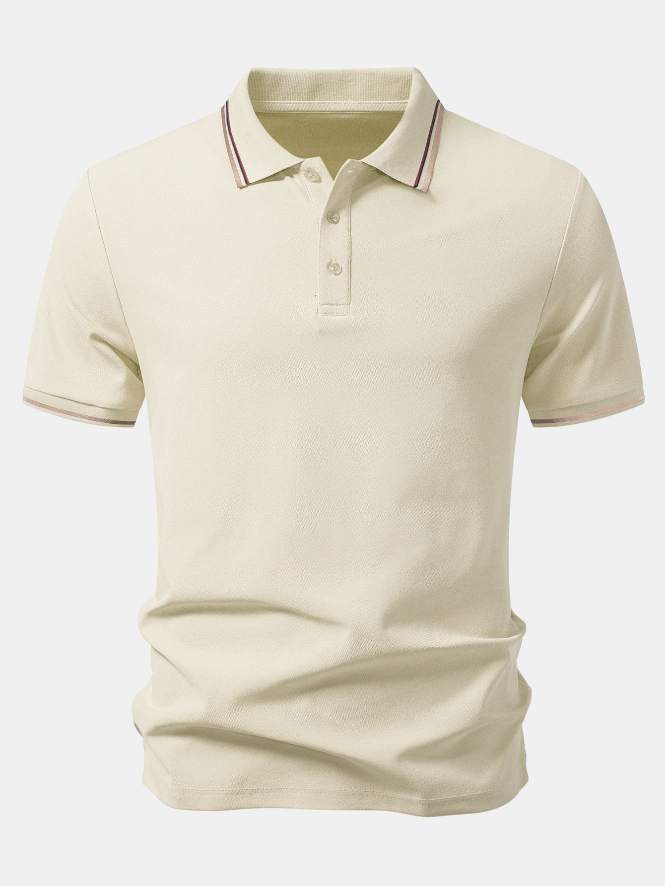 Contrast Striped Trim Pique Polo