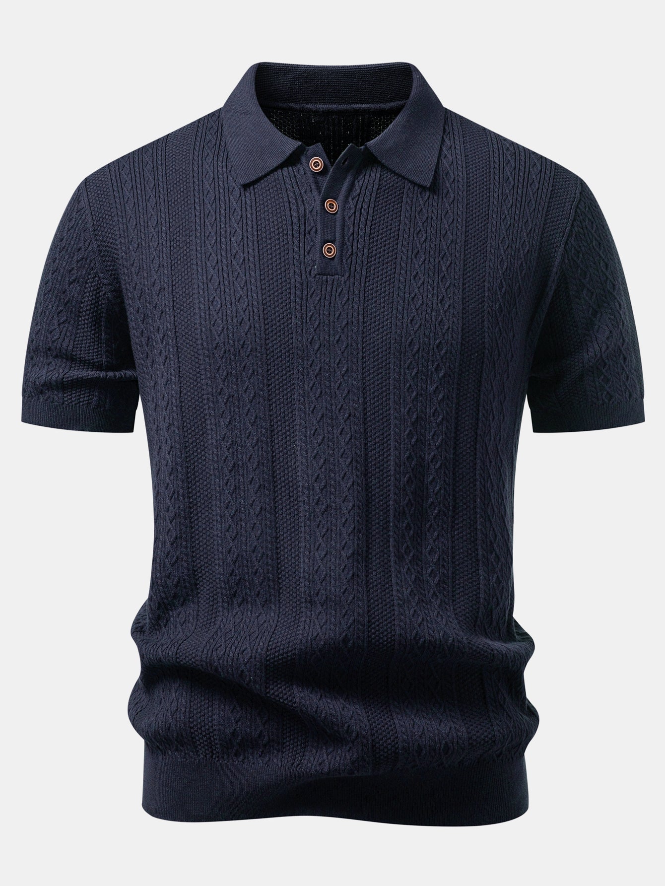 Geometric Jacquard Knit Polo