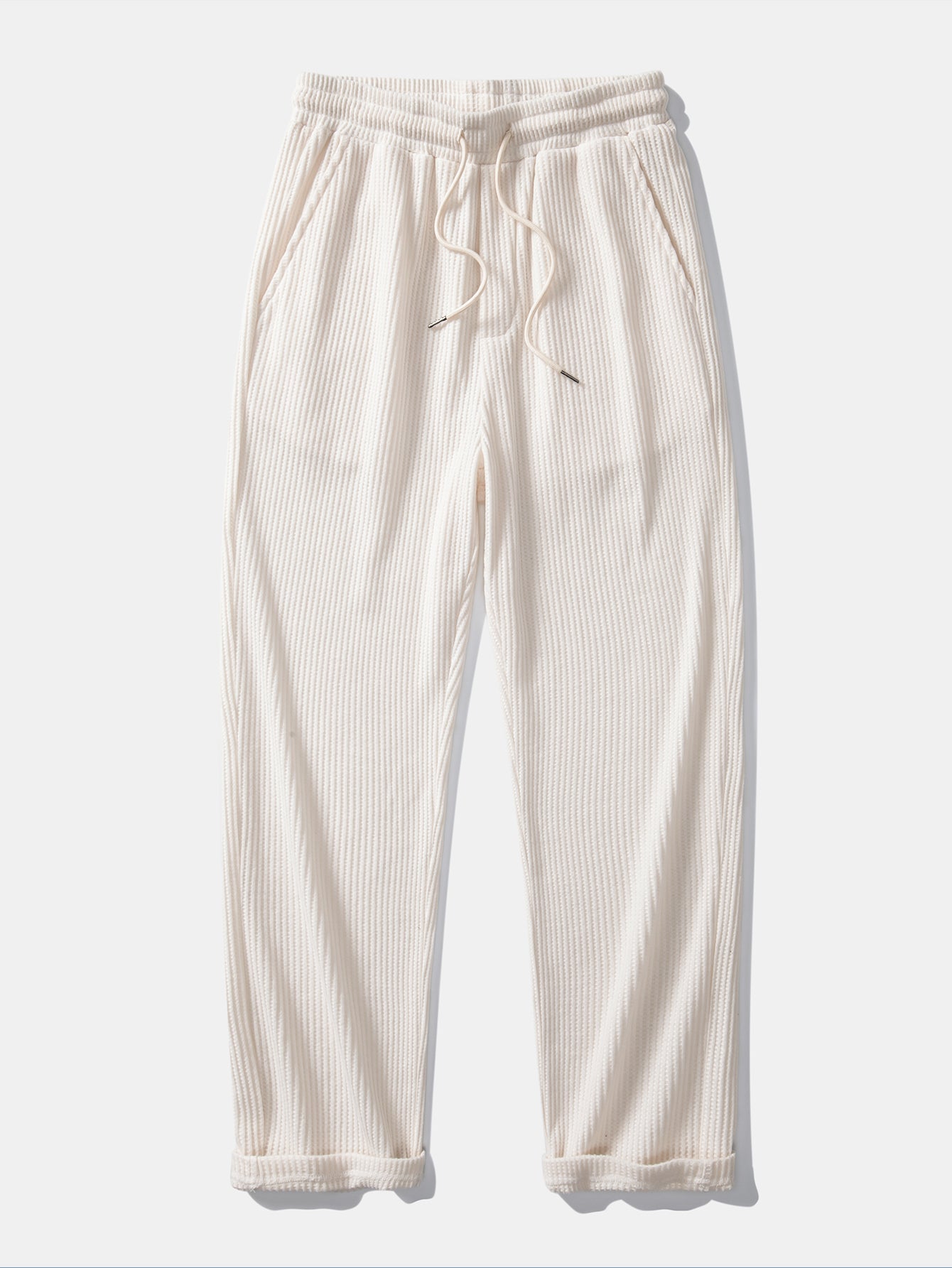 Waffle Johnny Collar Polo With Pocket & Drawstring Knitted Waffle Pants