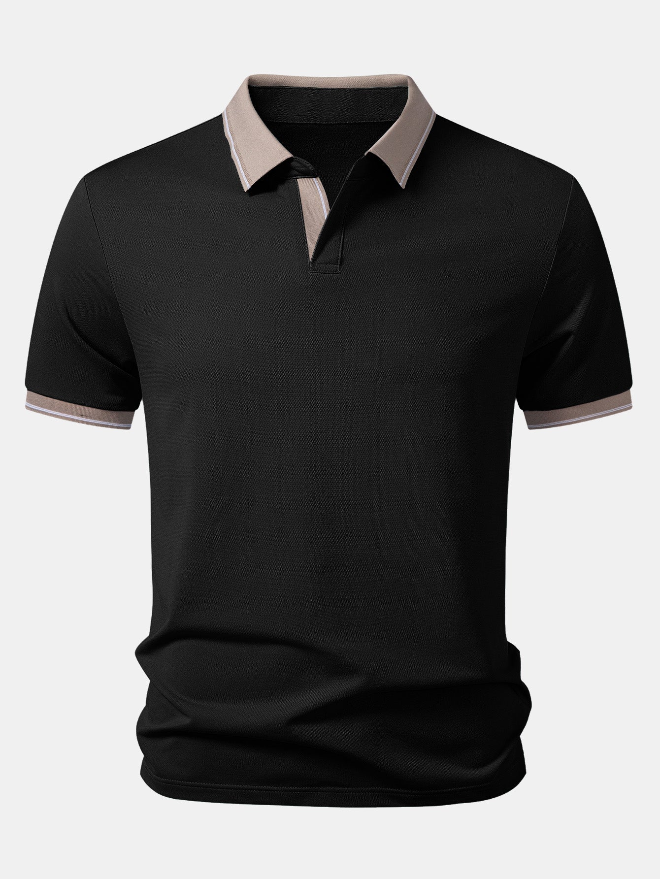 Contrast Trim Johnny Collar Polo