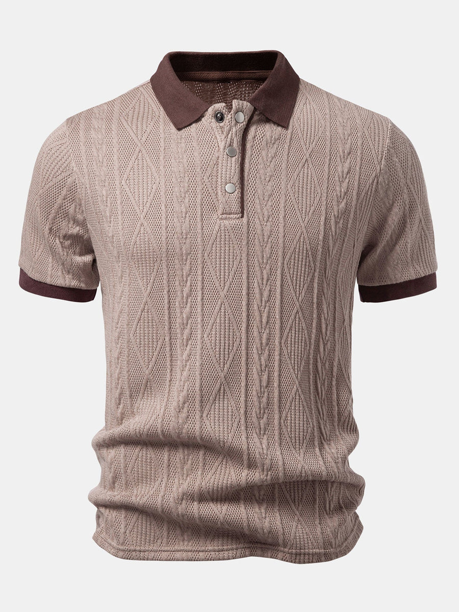 Contrast Geometry Jacquard Knit Polo