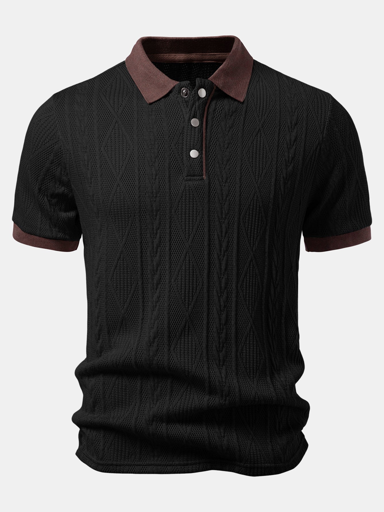 Contrast Geometry Jacquard Knit Polo