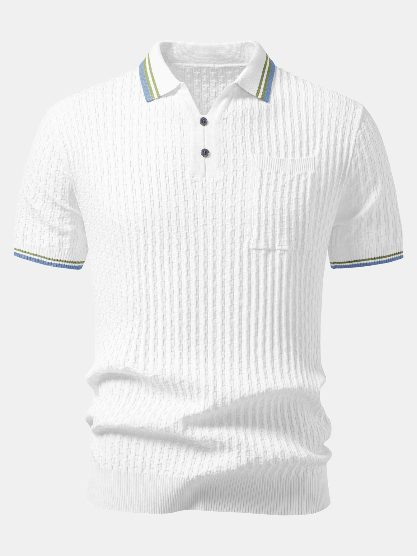 Contrast Trim Textured Knit Polo