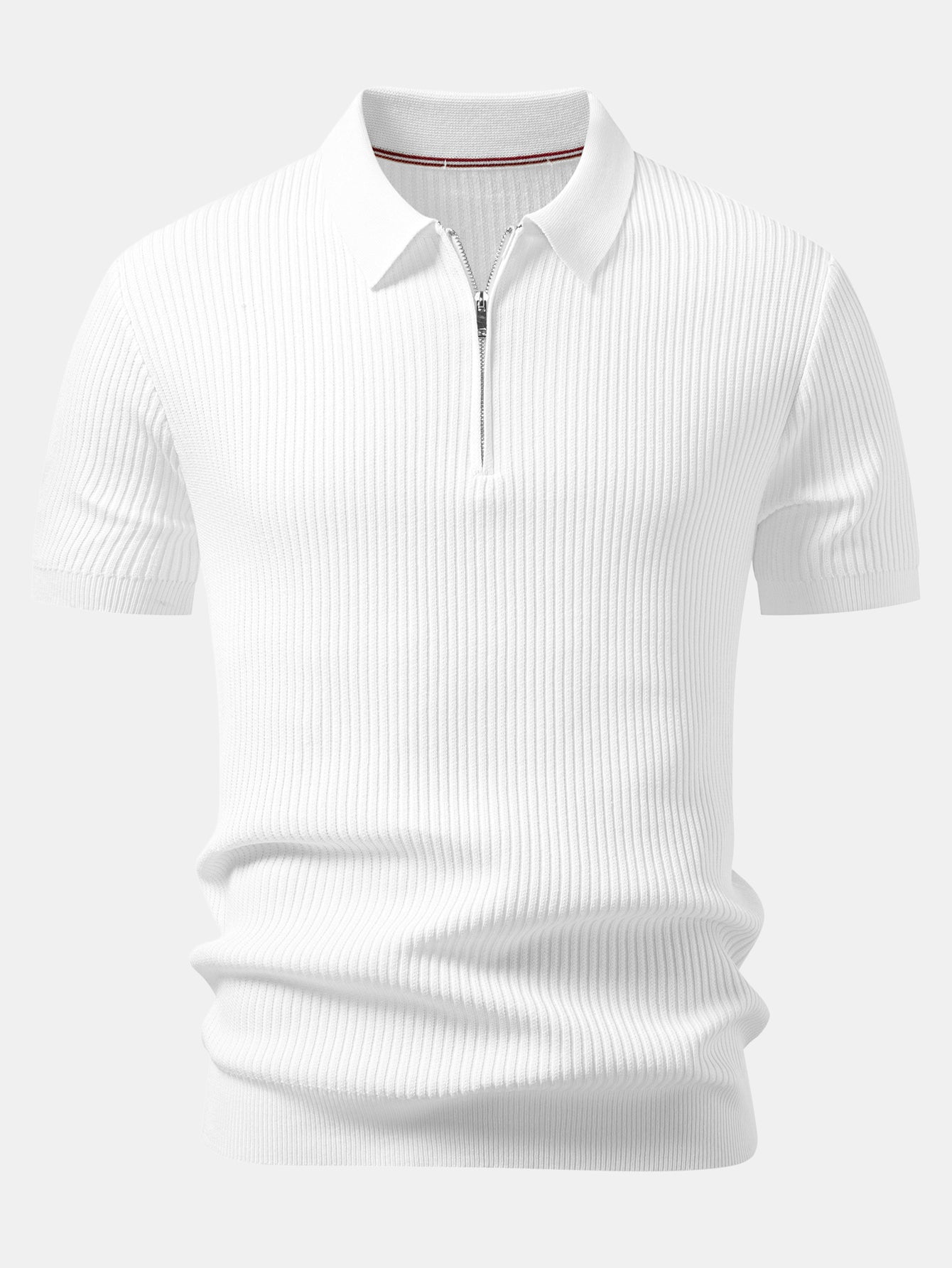 Ribbed Zipper Knit Polo