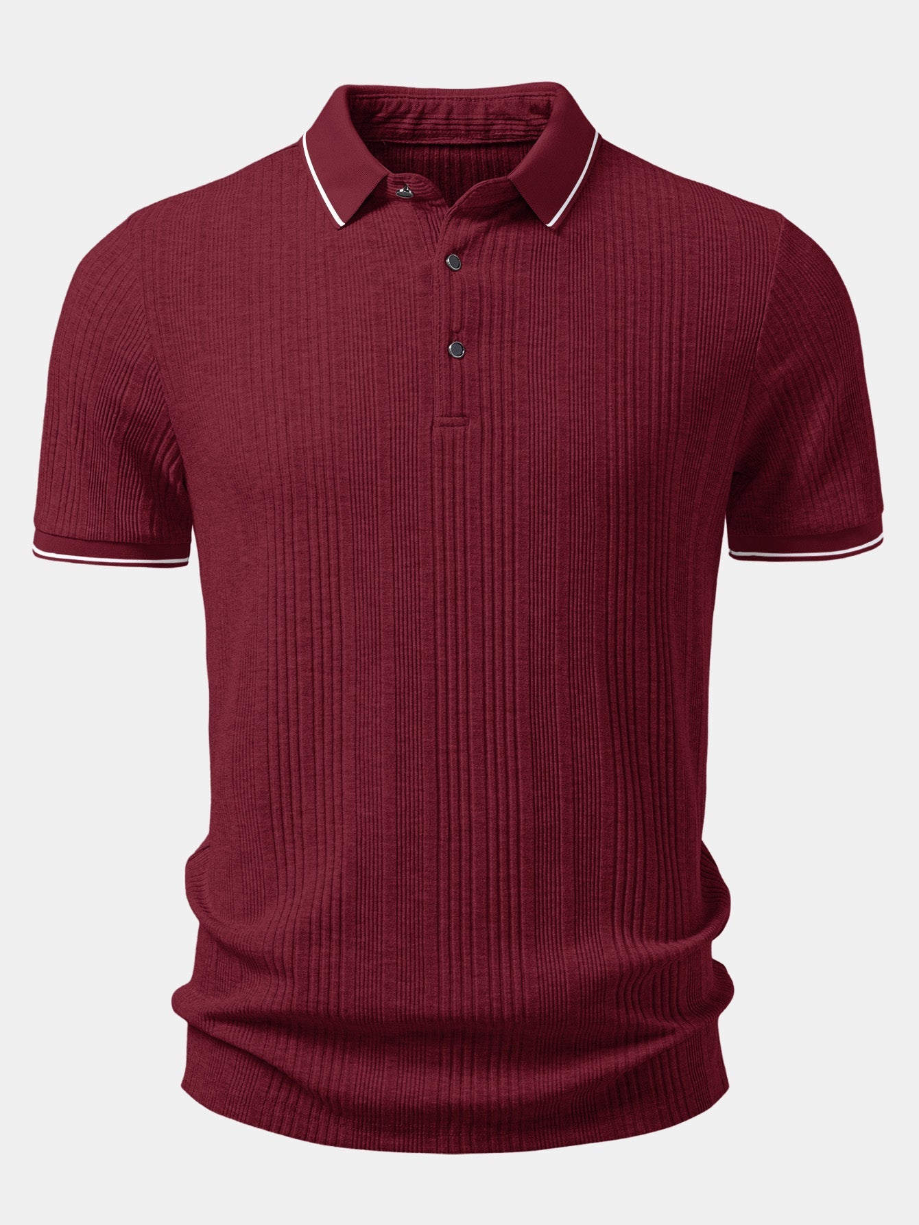 Contrast Stripe Trim Ribbed Polo
