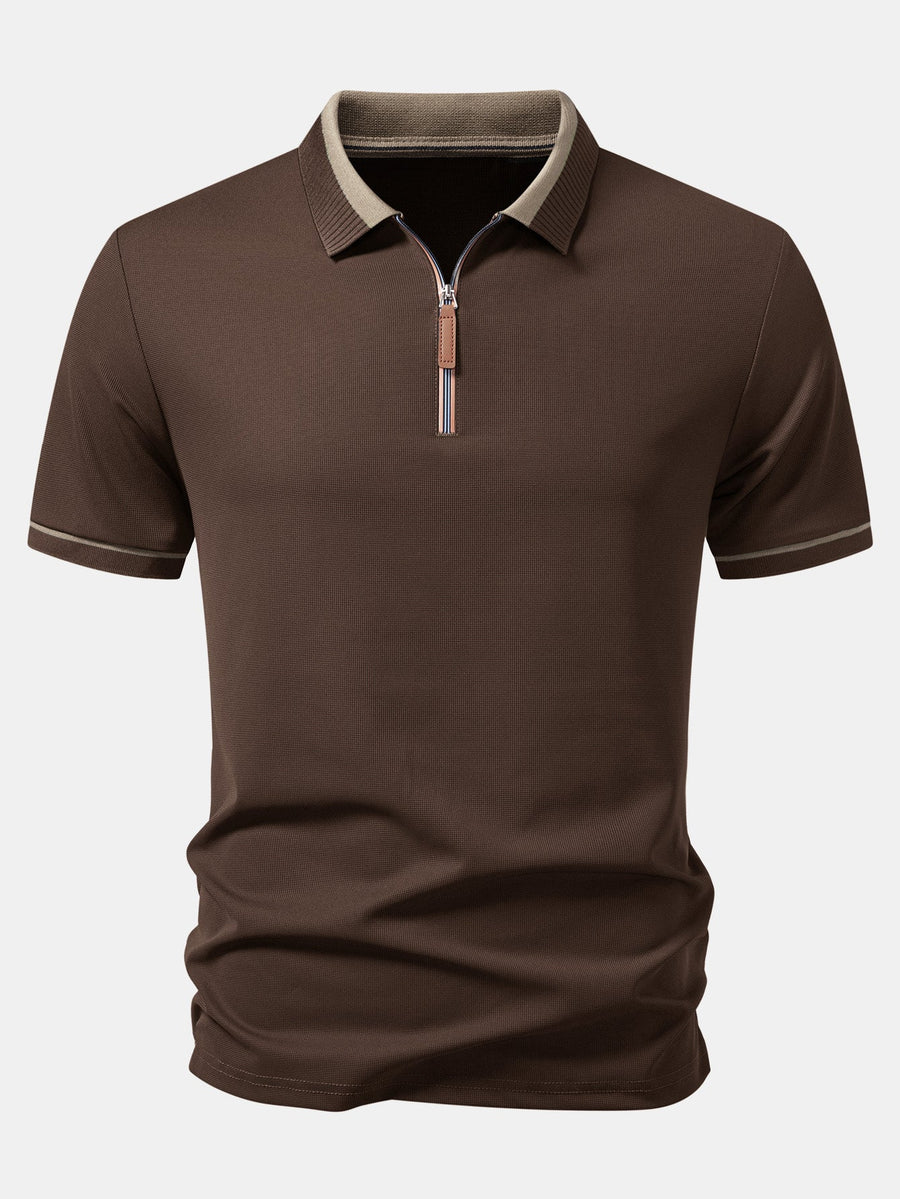 Contrast Trim Zipper Polo