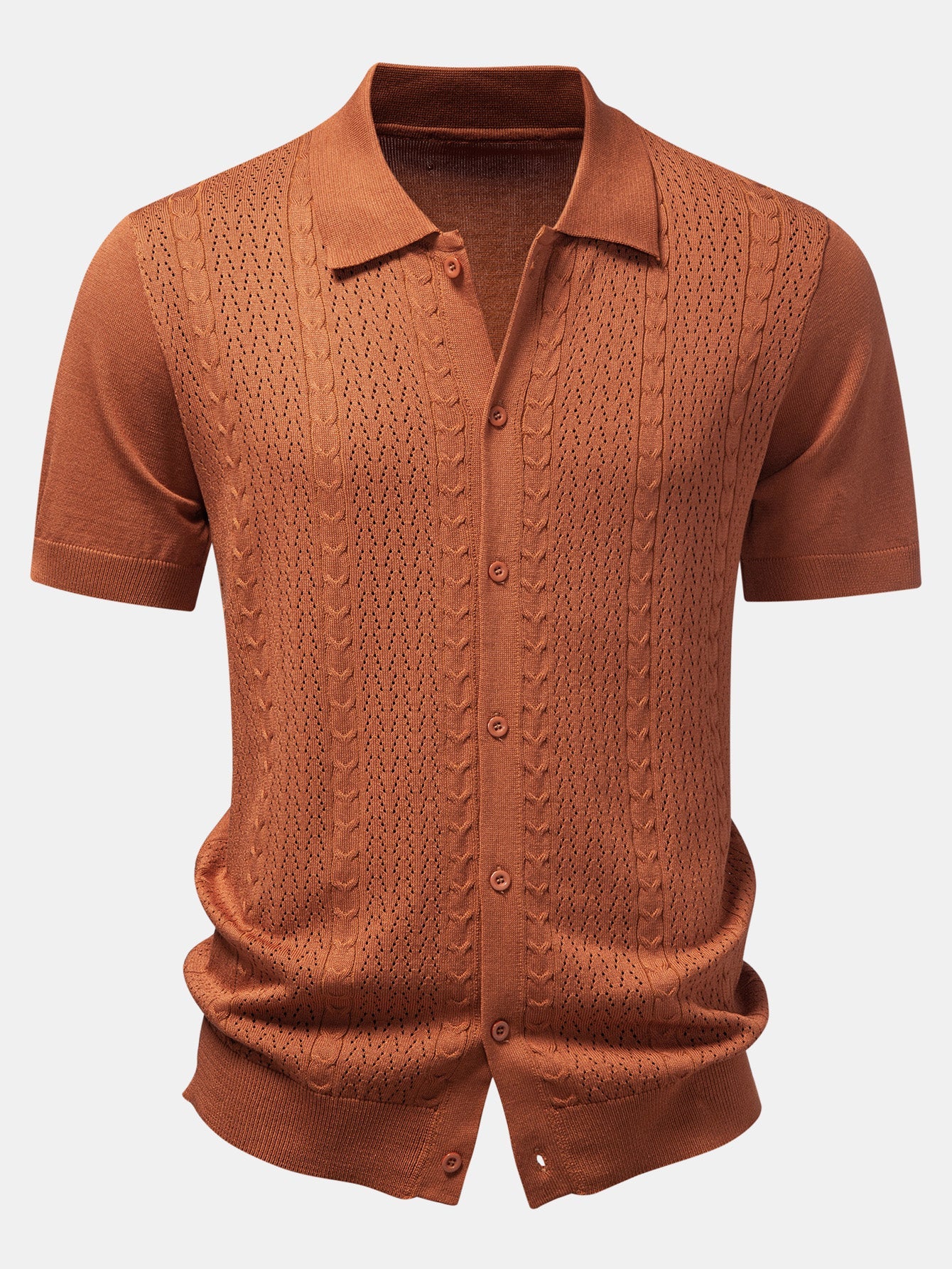 Twisted Jacquard Button Up Knit Shirt