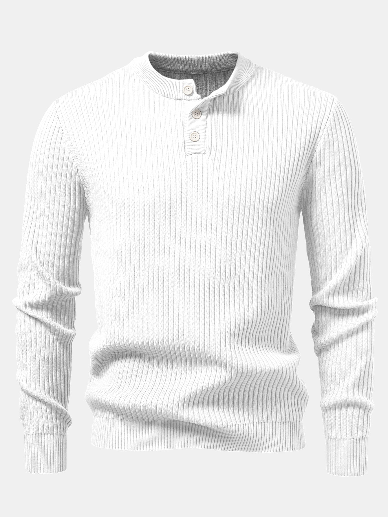 Ribbed Henley Neck Sweater