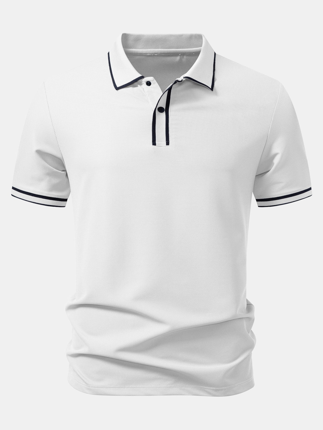 Contrast Trim Waffle Polo