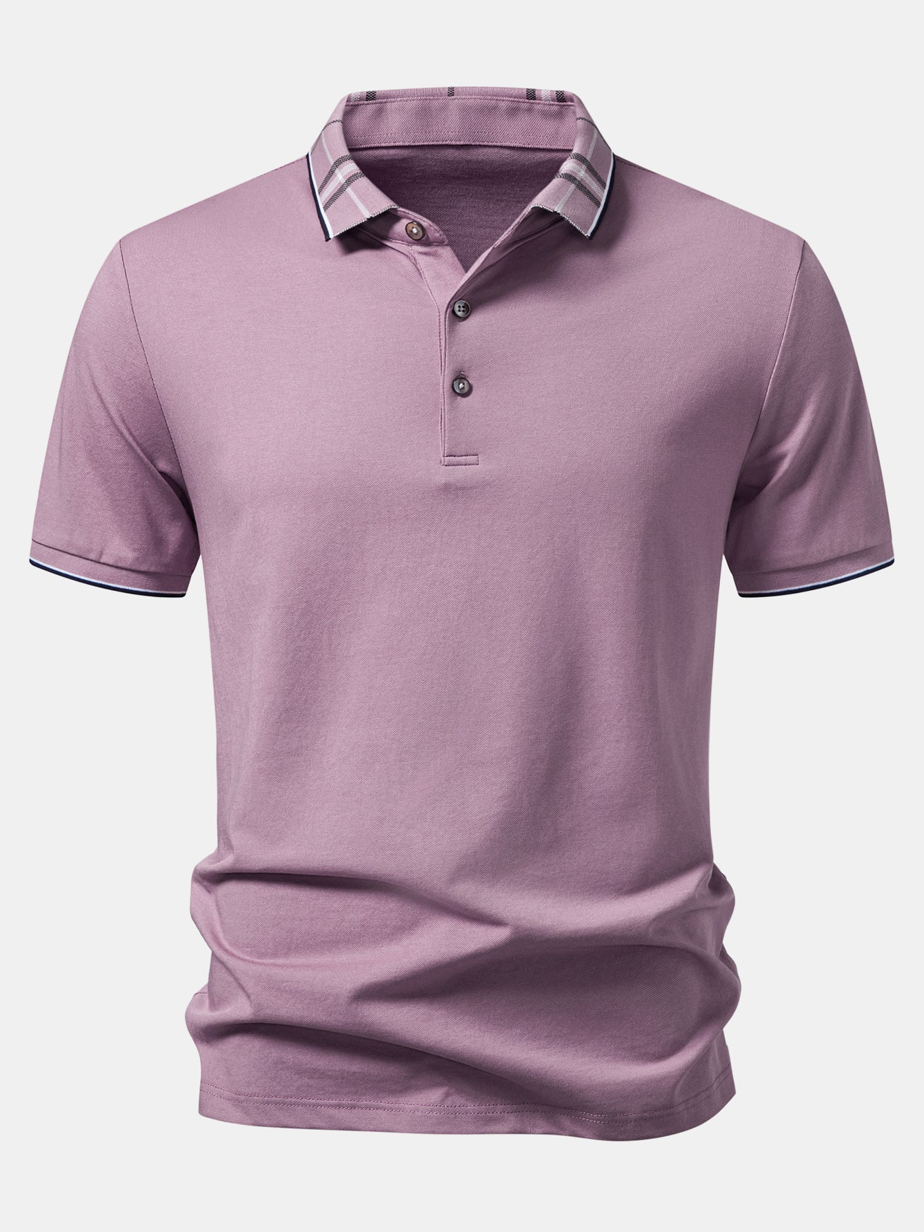 Plaid Collar Polo