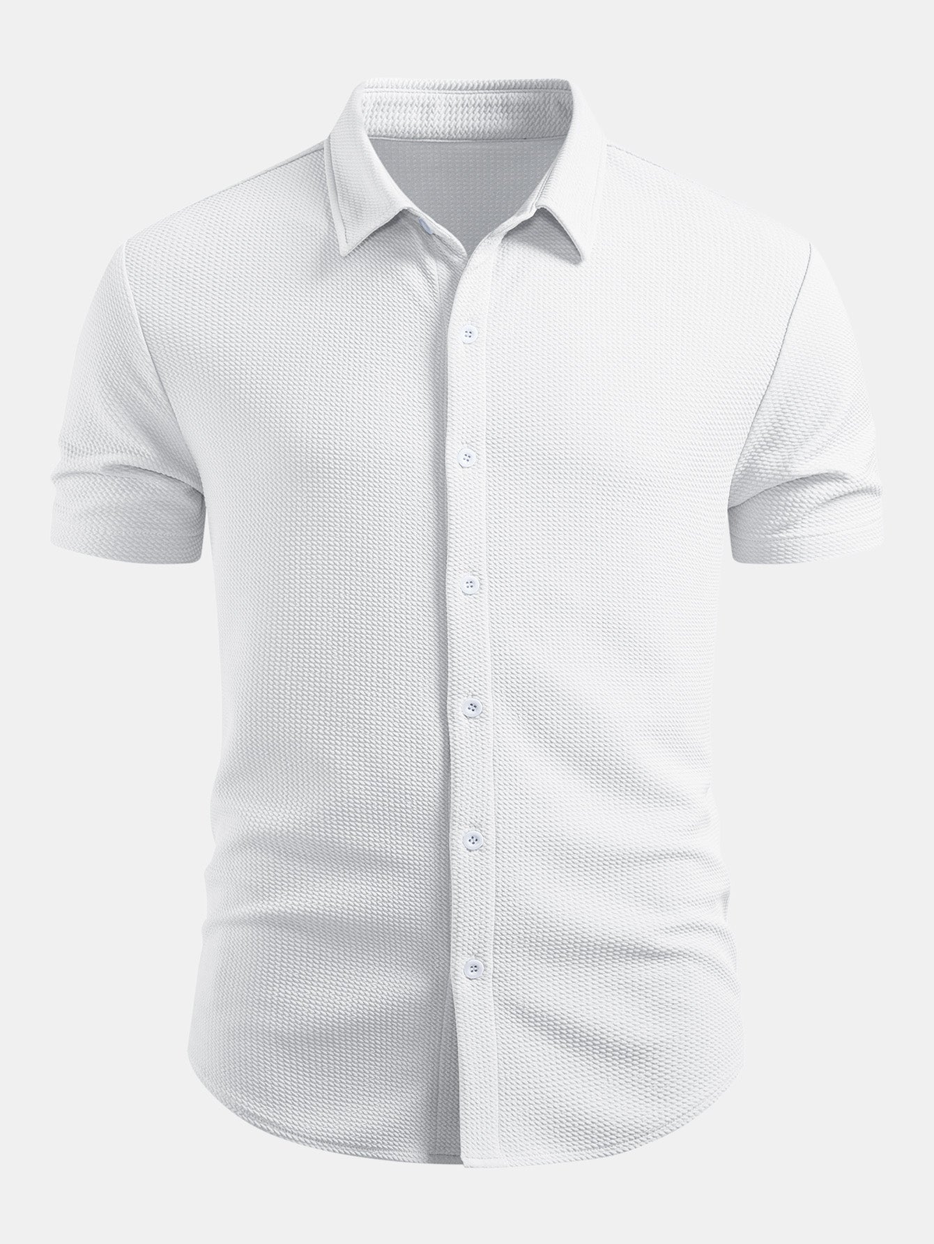 Muscle Fit Textured Button Up Shirt