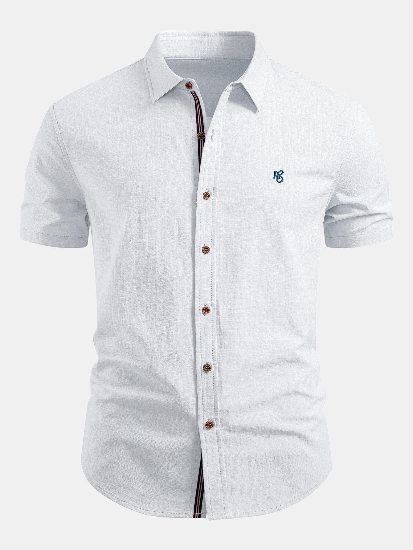 Short Sleeve Linen Look Button Up Shirt