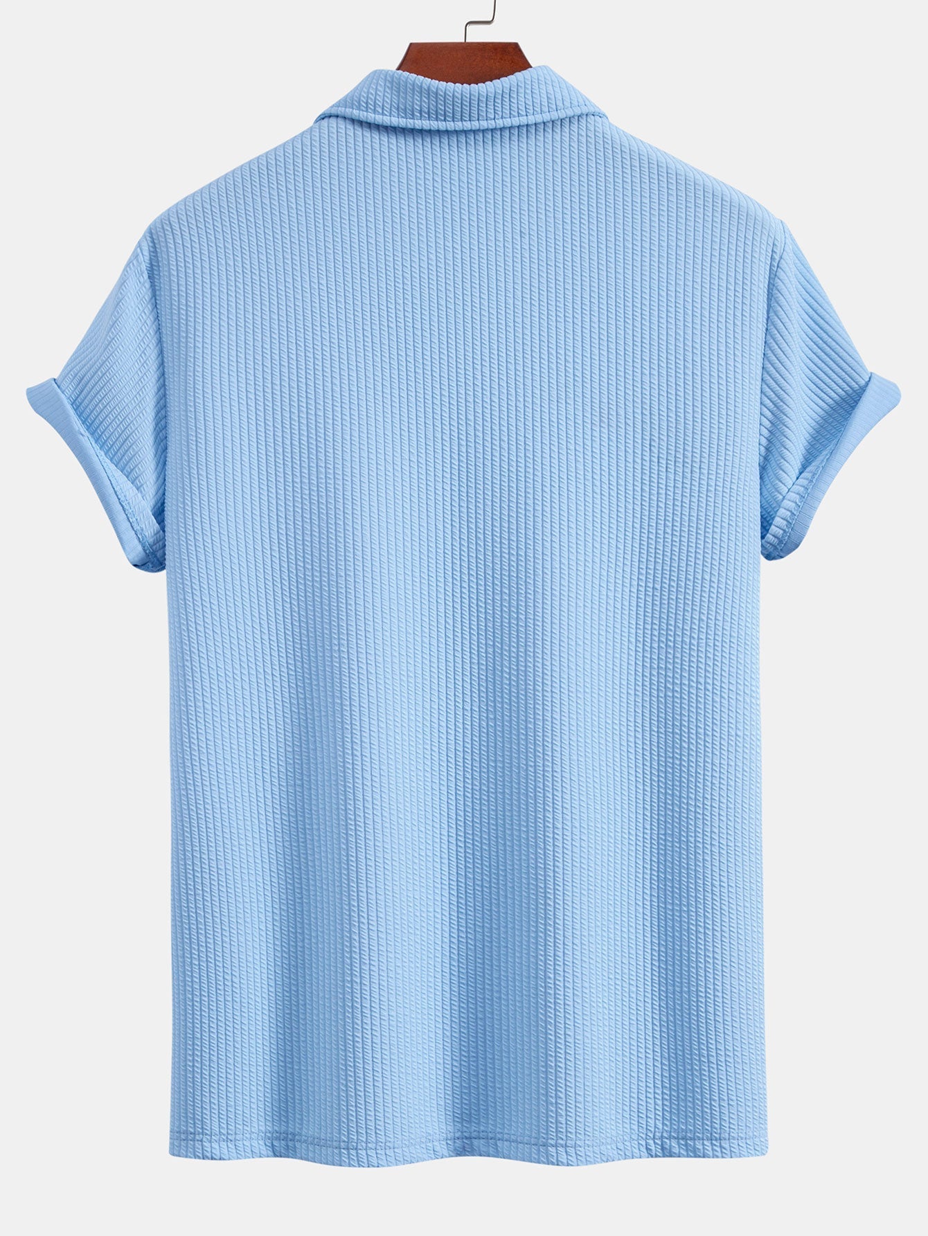 Short Sleeved V-Neck Ribbed Polo & Straight Leg Ribbed Pants