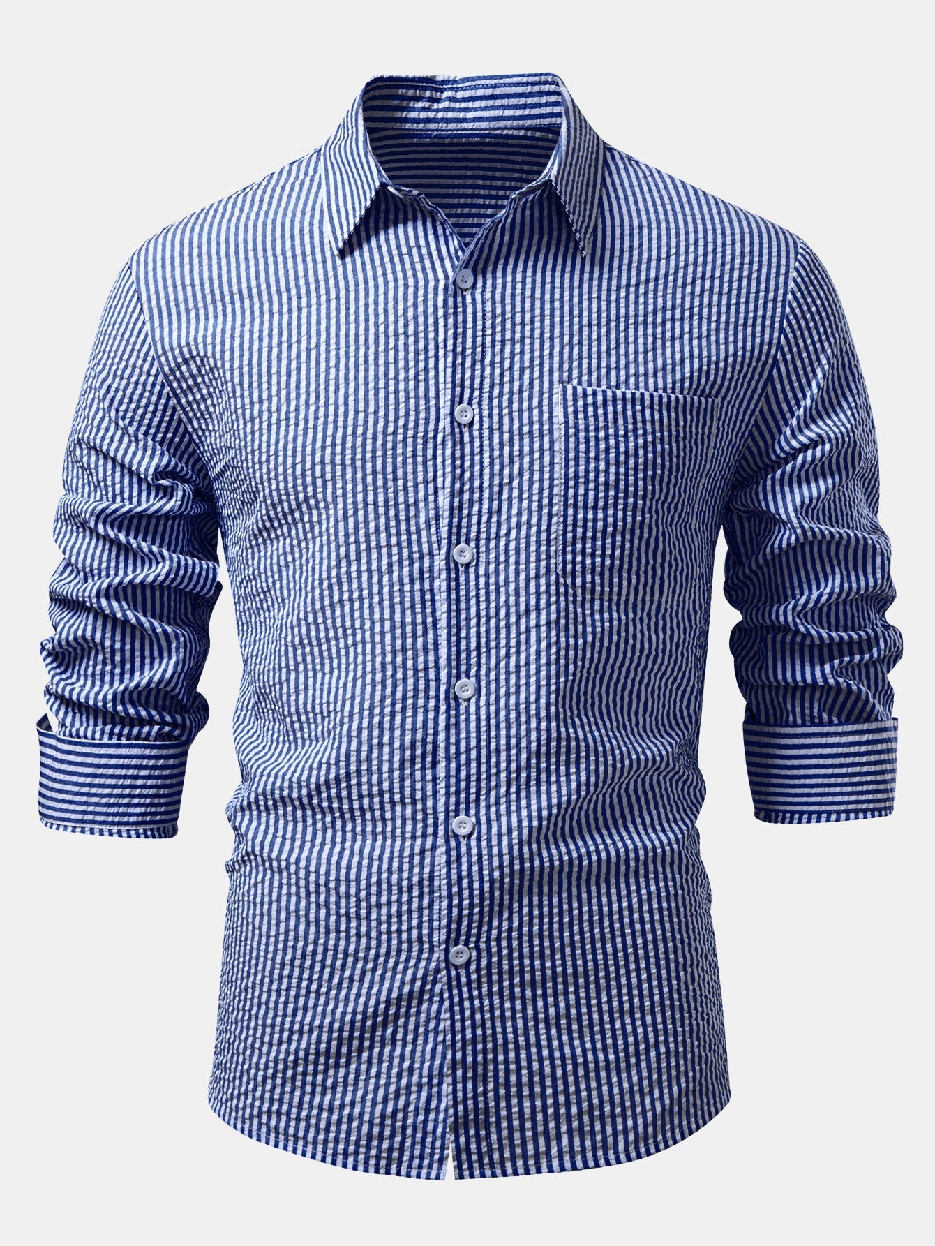 Seersucker Striped Button Up Shirt