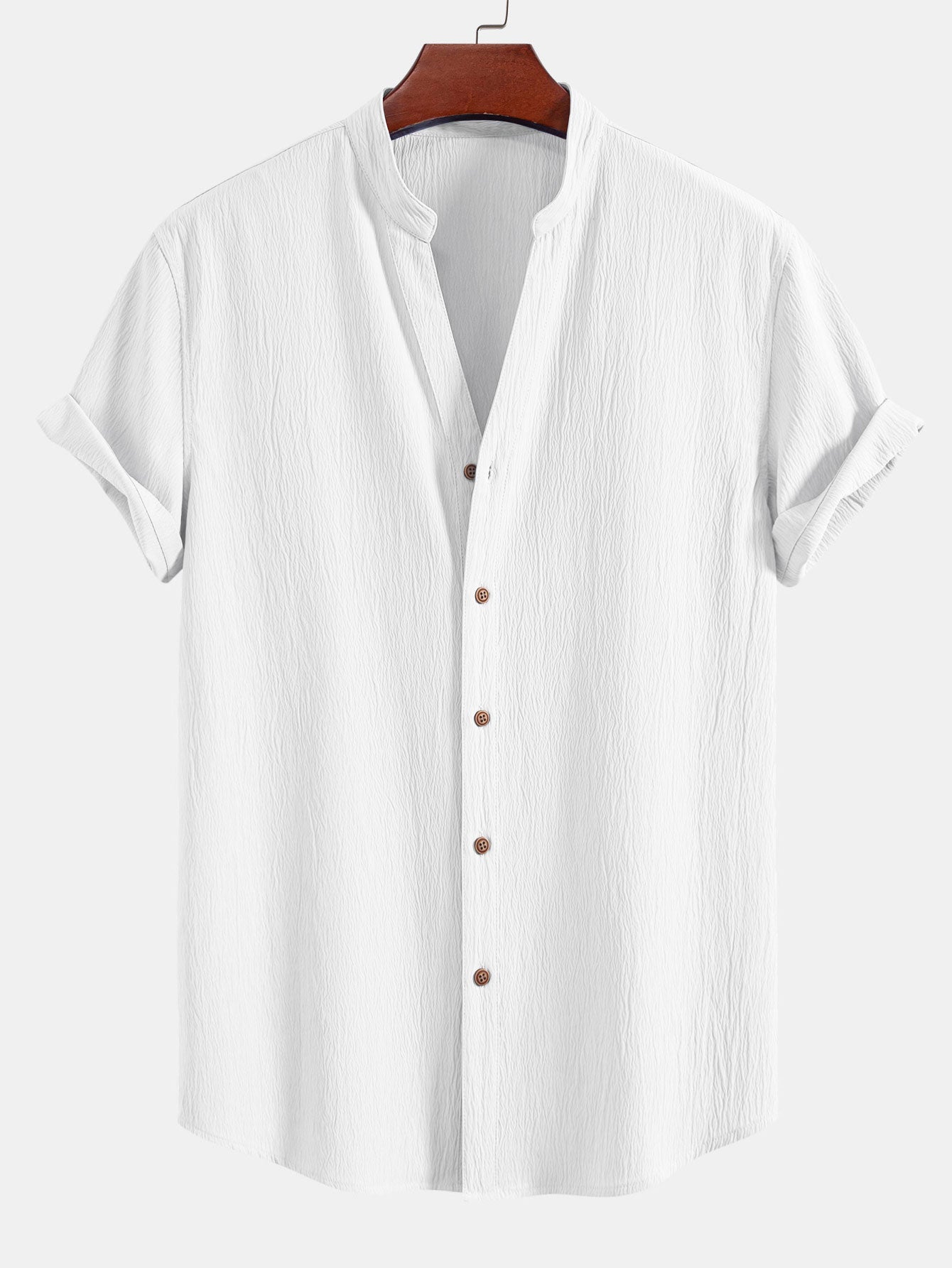 Crinkled Textured V Neck Shirt & Crinkle Textured Straight Leg Pants