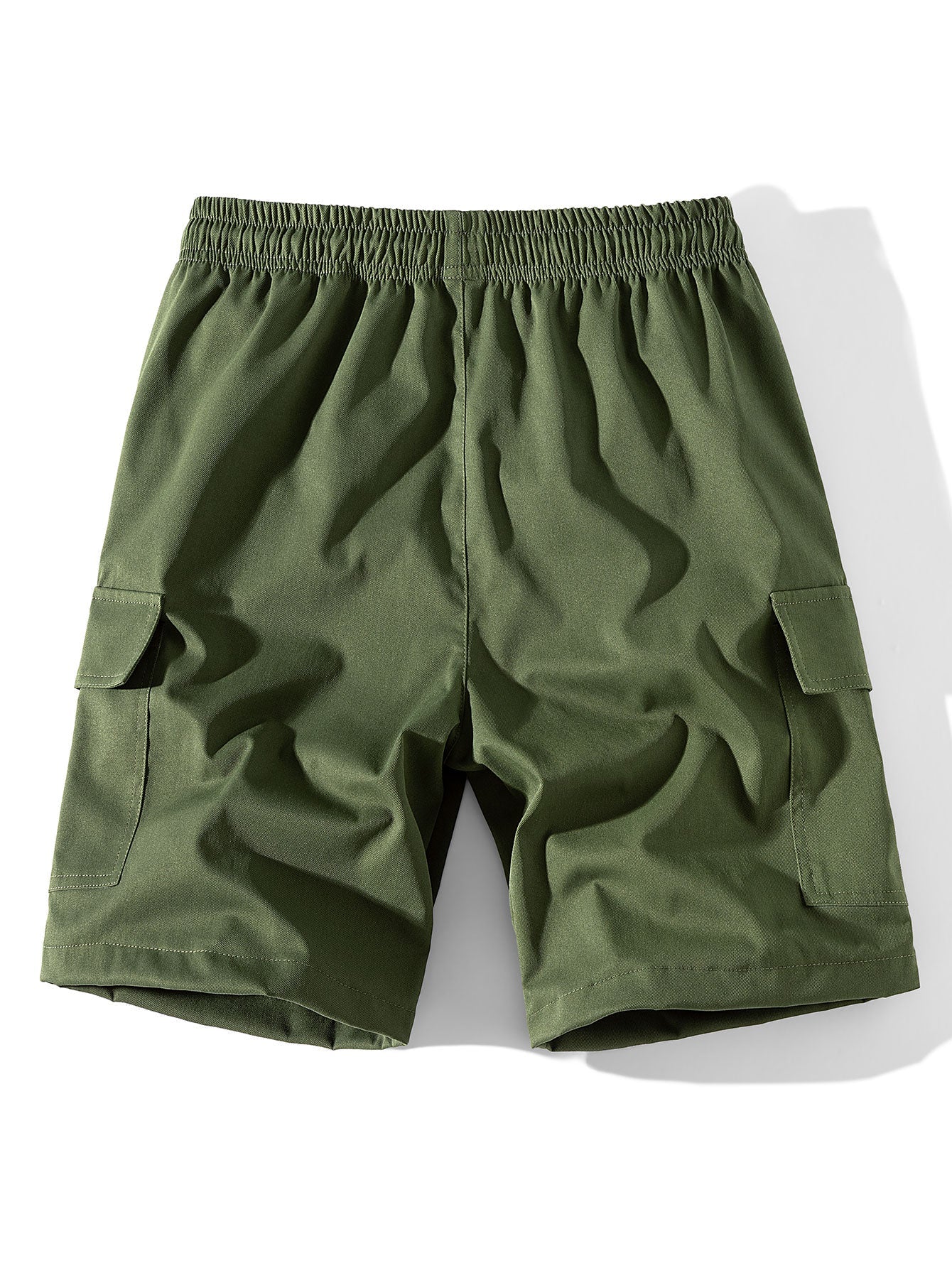 Solid Color Cargo Drawstring Shorts