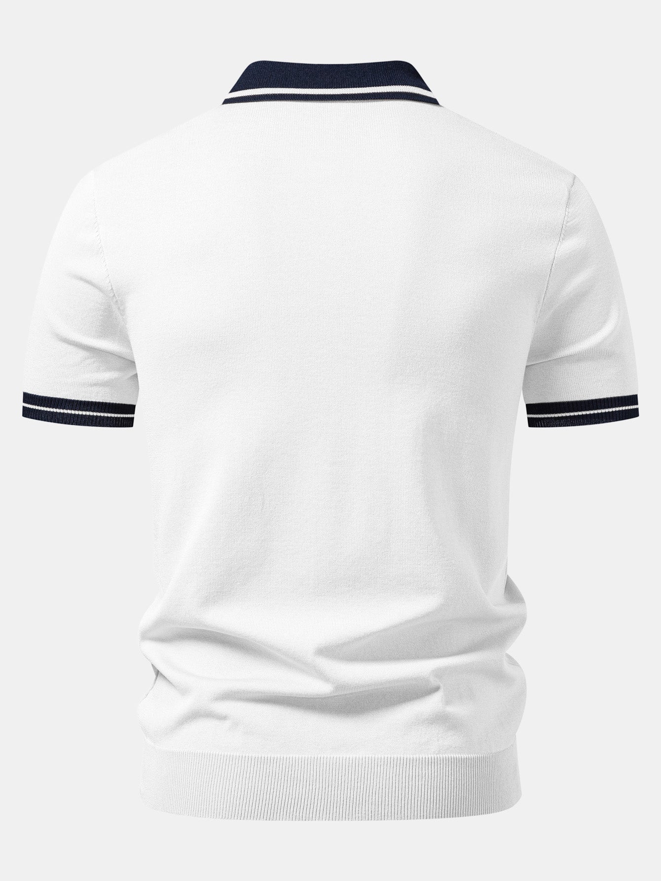 Contrast Trim Zipper Knit Polo