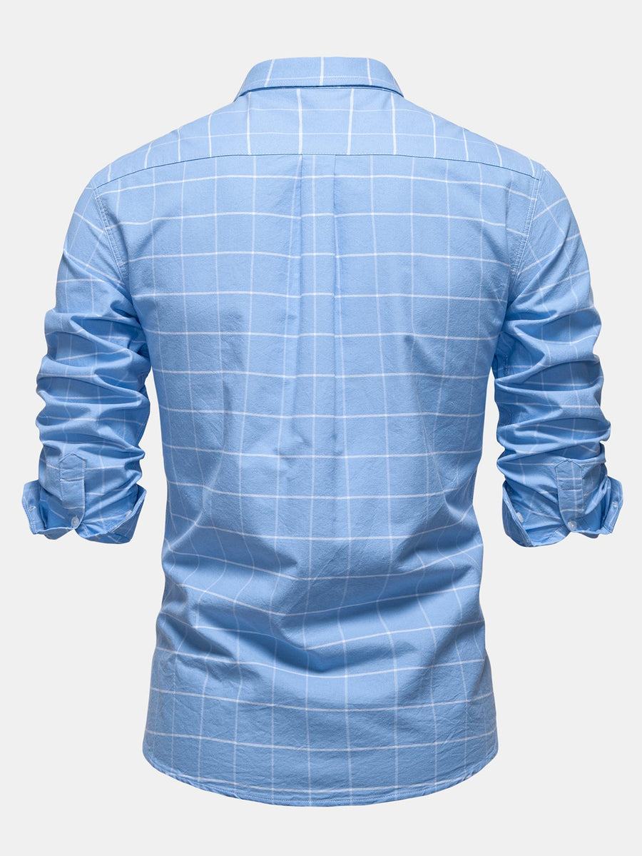 Cowboy Embroidery Cotton Plaid Button Up Shirt