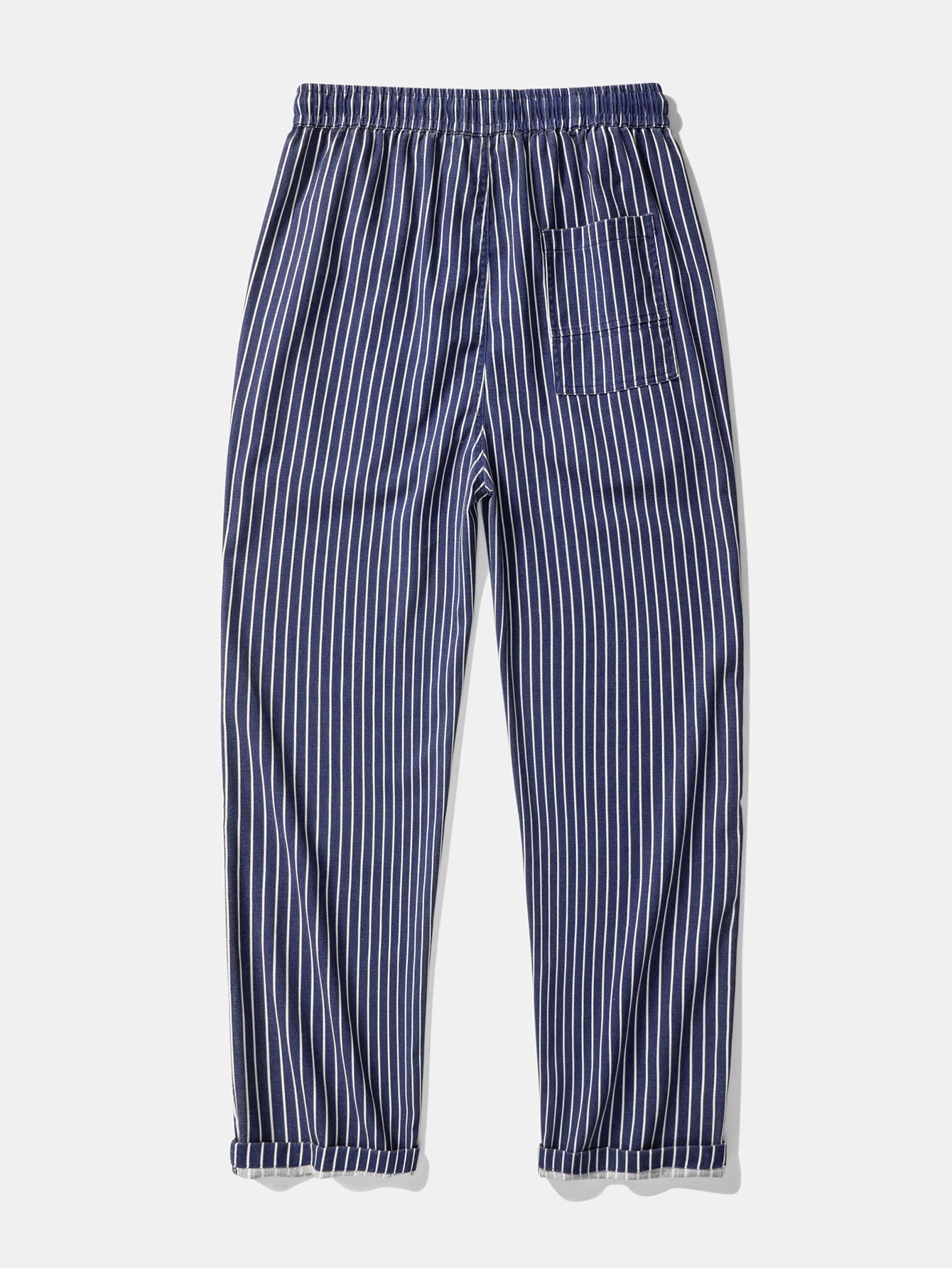 Stripe Straight Leg Linen Trousers