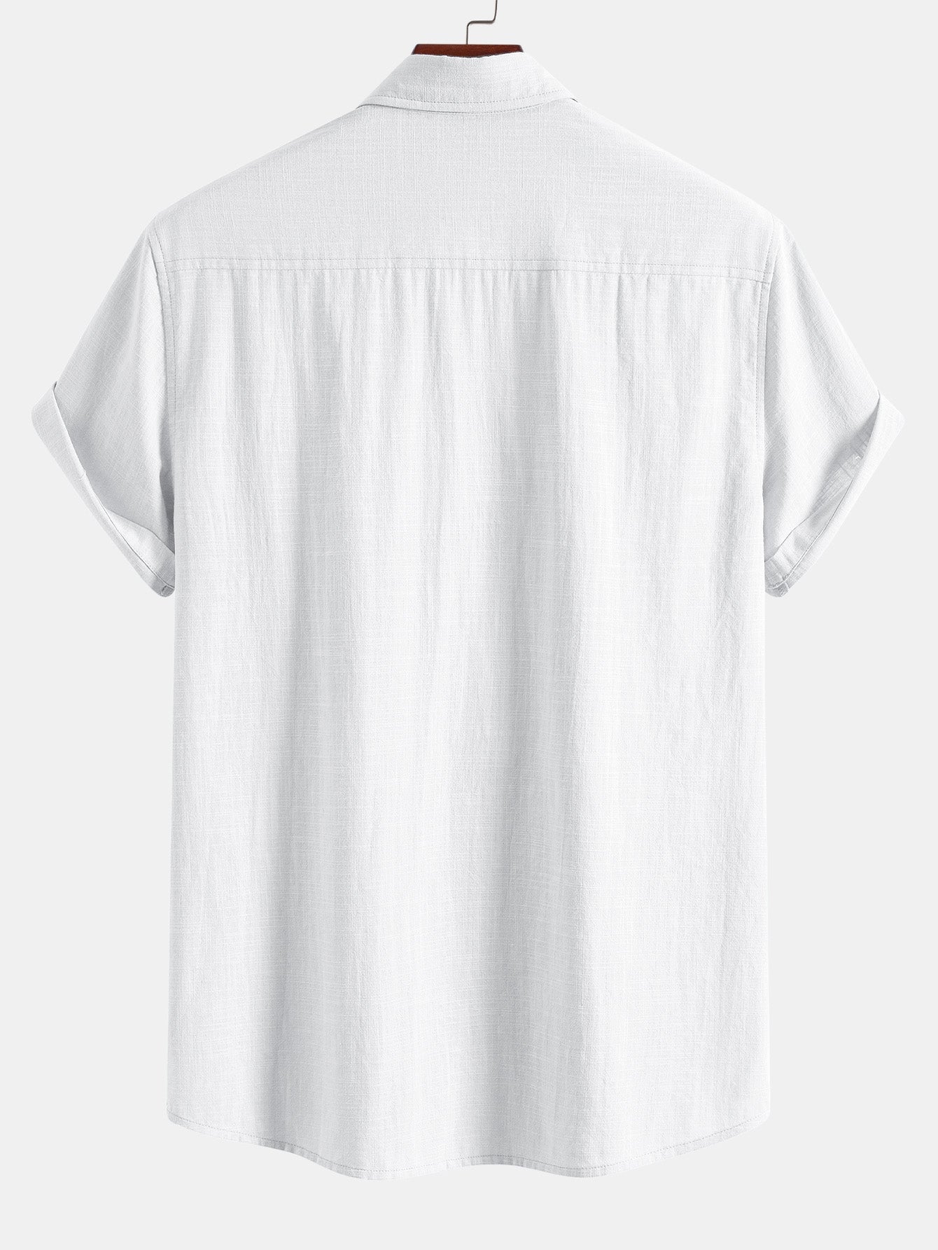 Short Sleeve Linen Look Button Up Shirt